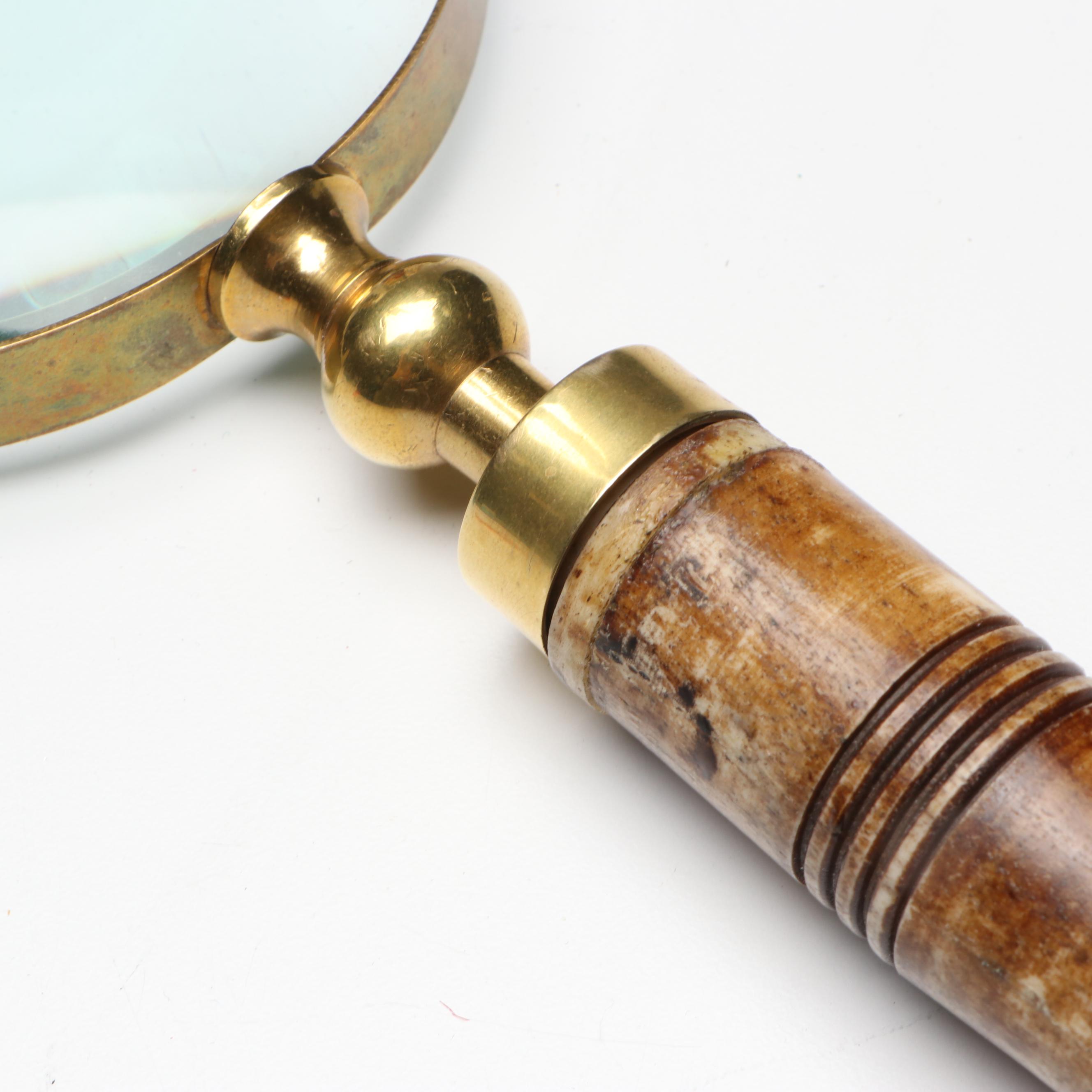 Mottahedeh Golf Pitcher with Bone Handled Magnifying Glass and Other Décor