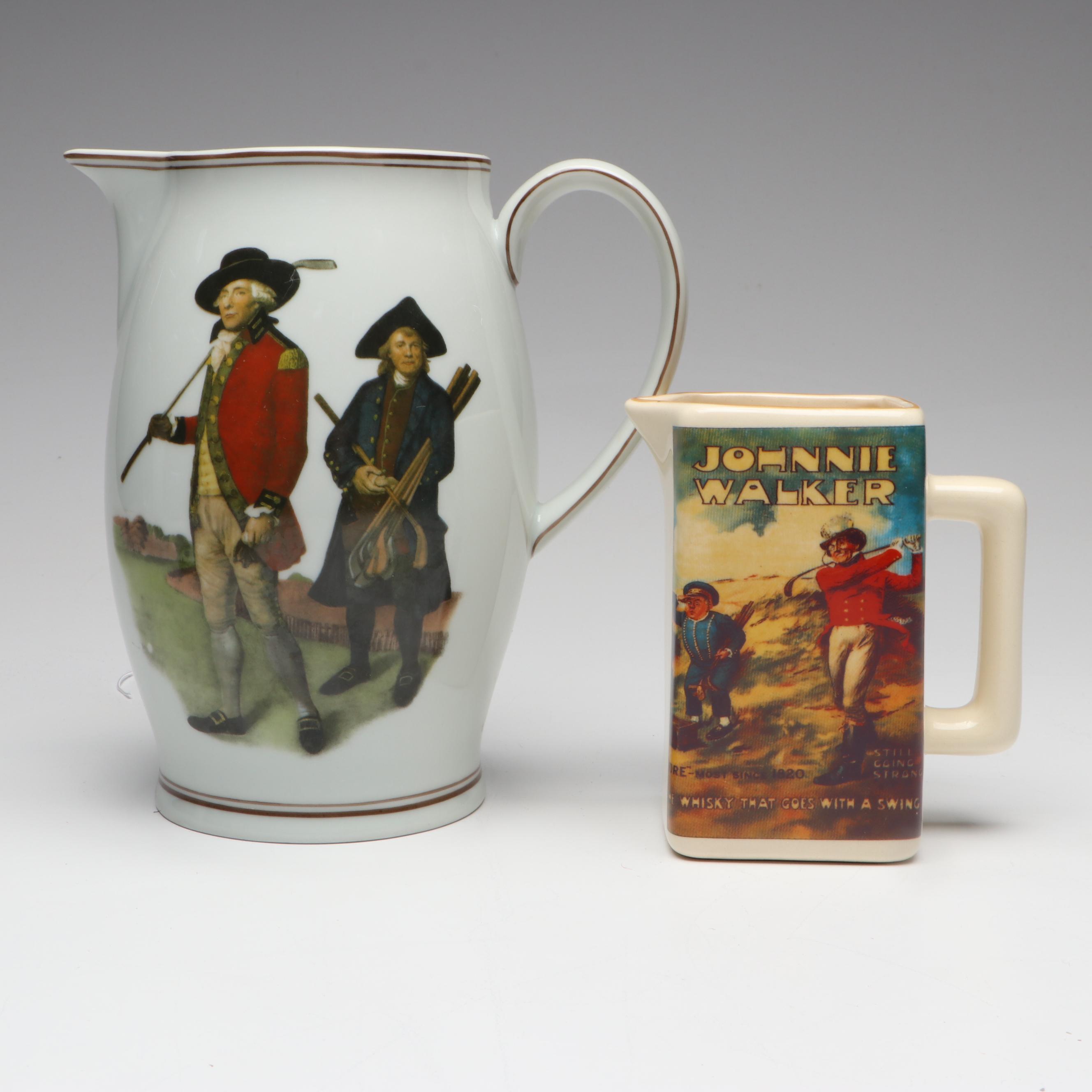 Mottahedeh Golf Pitcher with Bone Handled Magnifying Glass and Other Décor