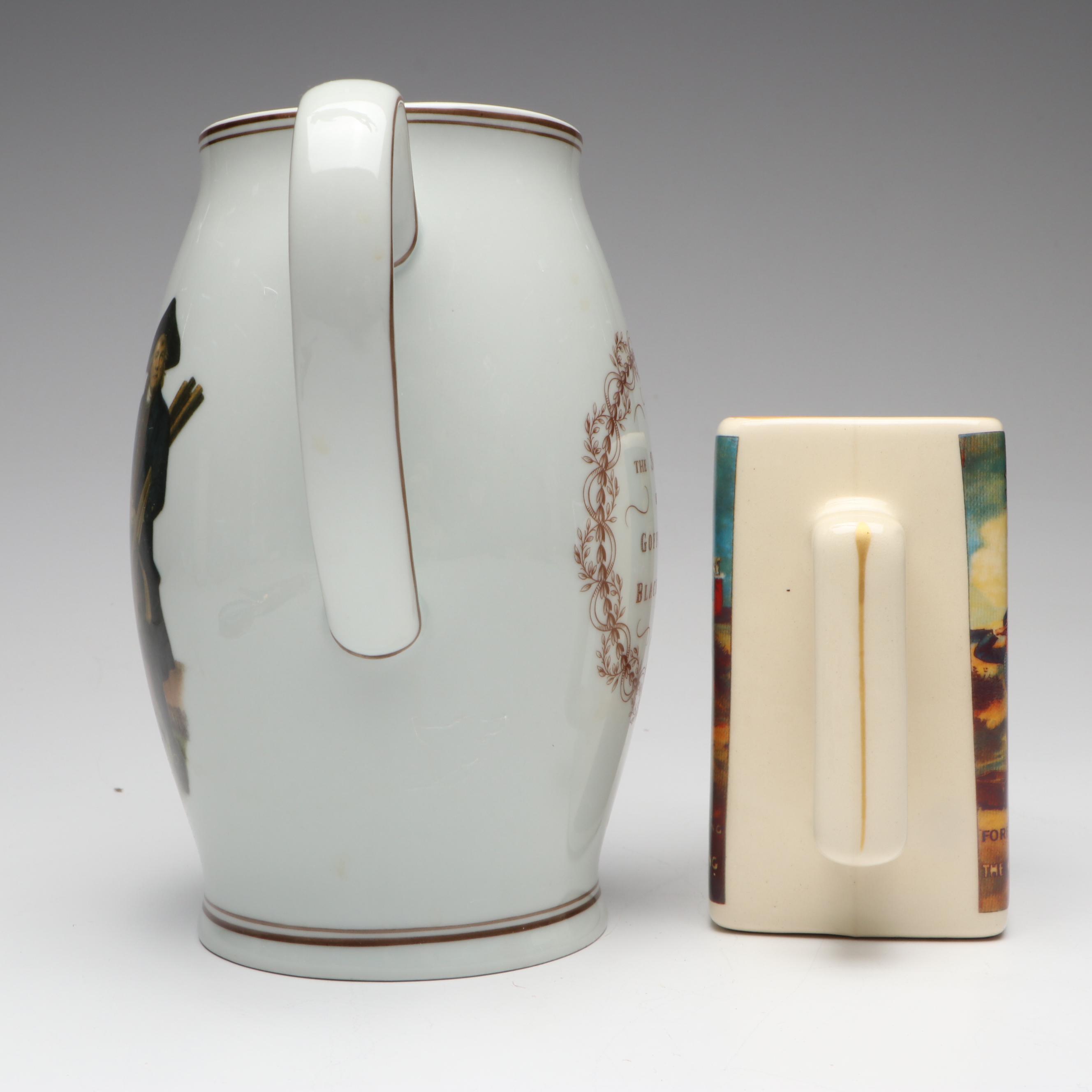 Mottahedeh Golf Pitcher with Bone Handled Magnifying Glass and Other Décor