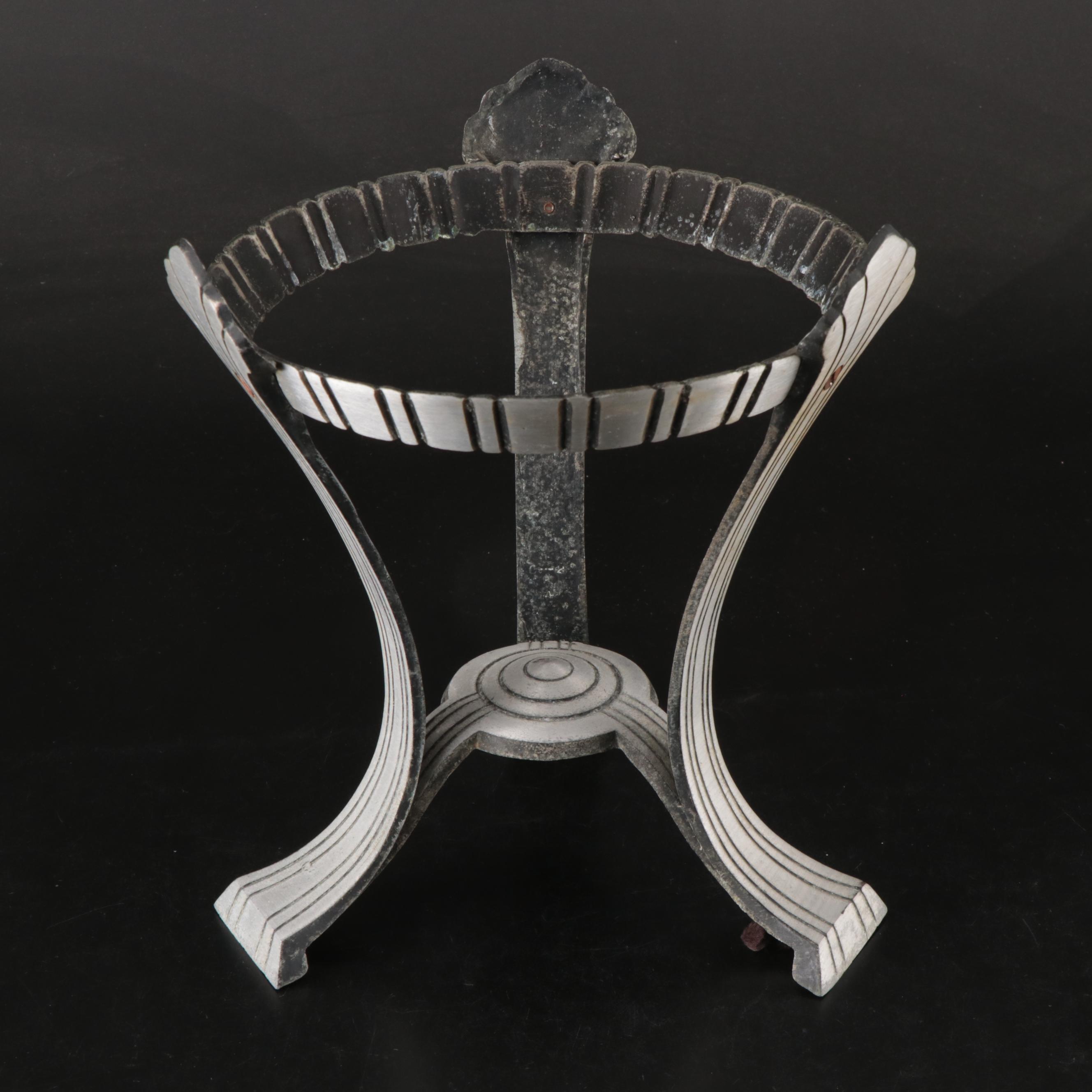 Art Deco Apothecary Show Jar in Metal Tri-Footed Stand, Early 20th Century