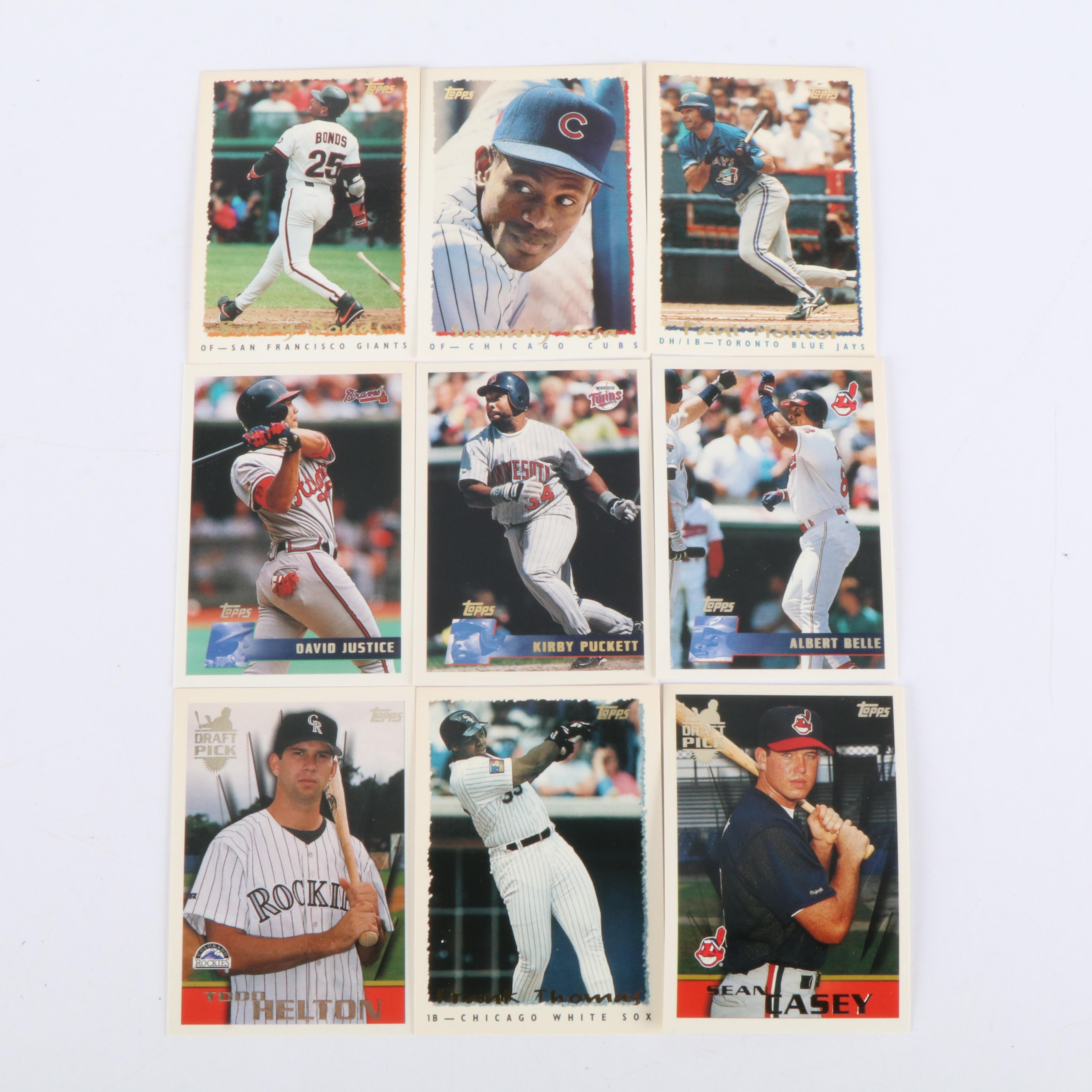 Topps Baseball Cards Featuring Mickey Mantle, Barry Bonds, and More, 1980s-1990s