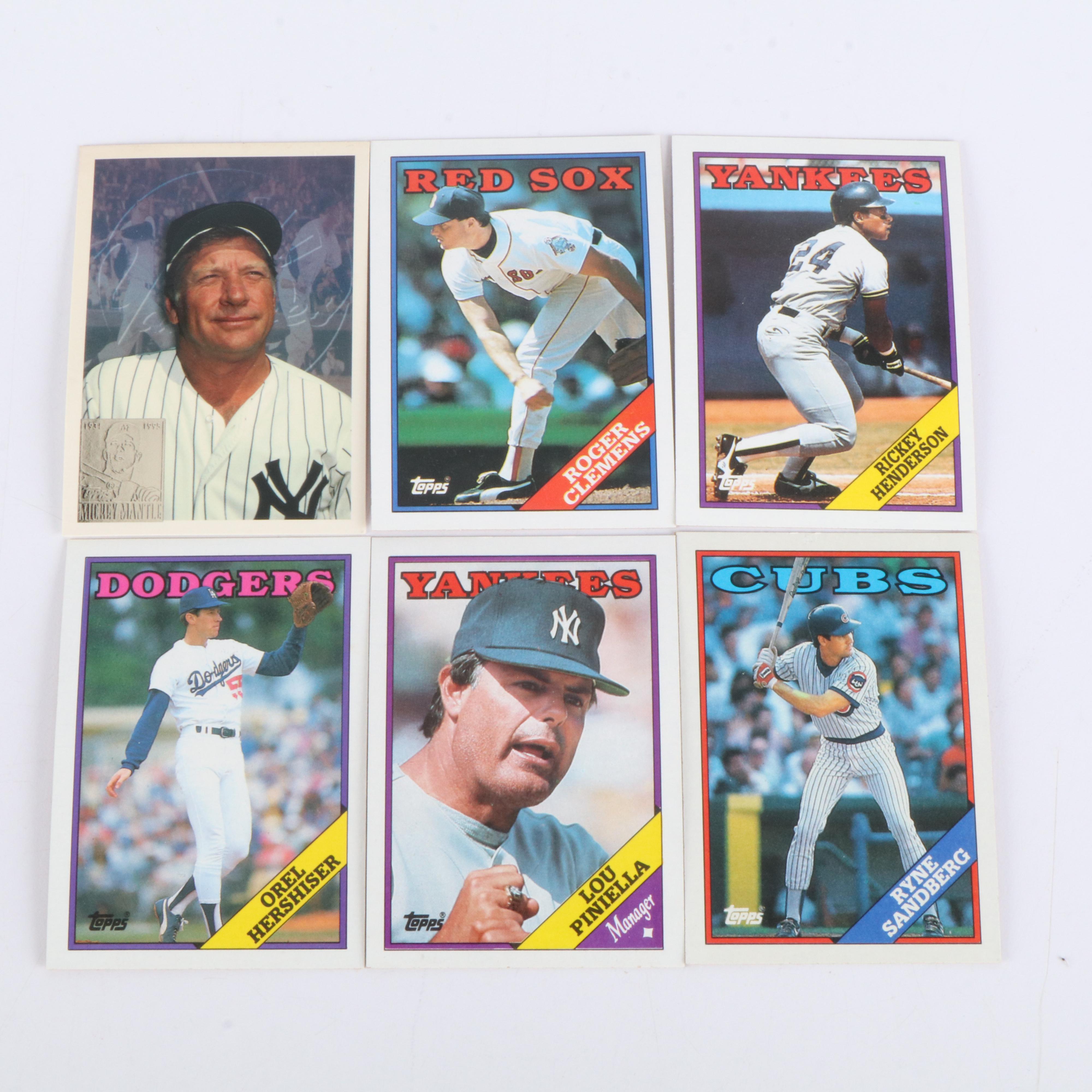 Topps Baseball Cards Featuring Mickey Mantle, Barry Bonds, and More, 1980s-1990s