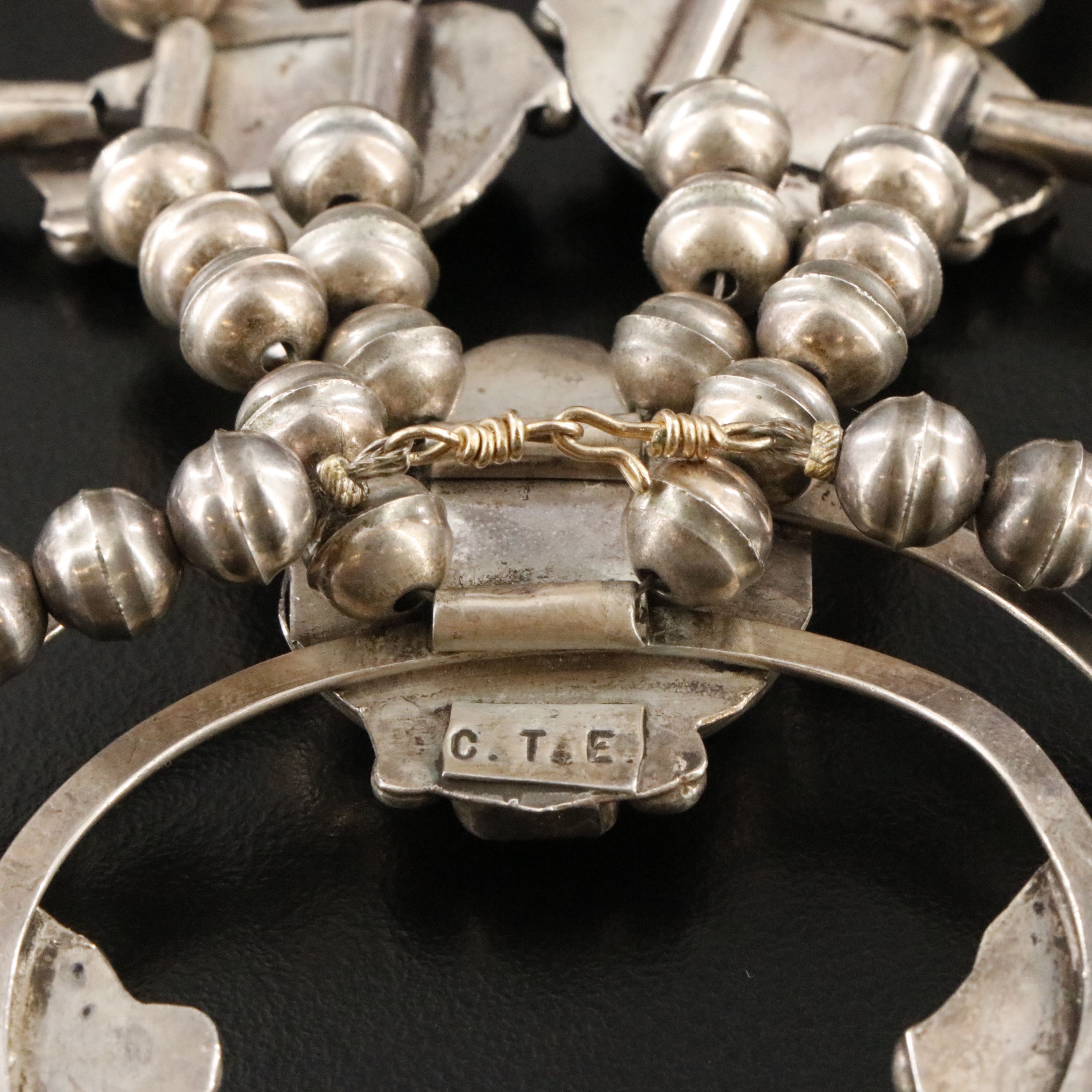 Raymond Etsitty Navajo Diné Sterling Turquoise and Coral Squash Blossom Necklace