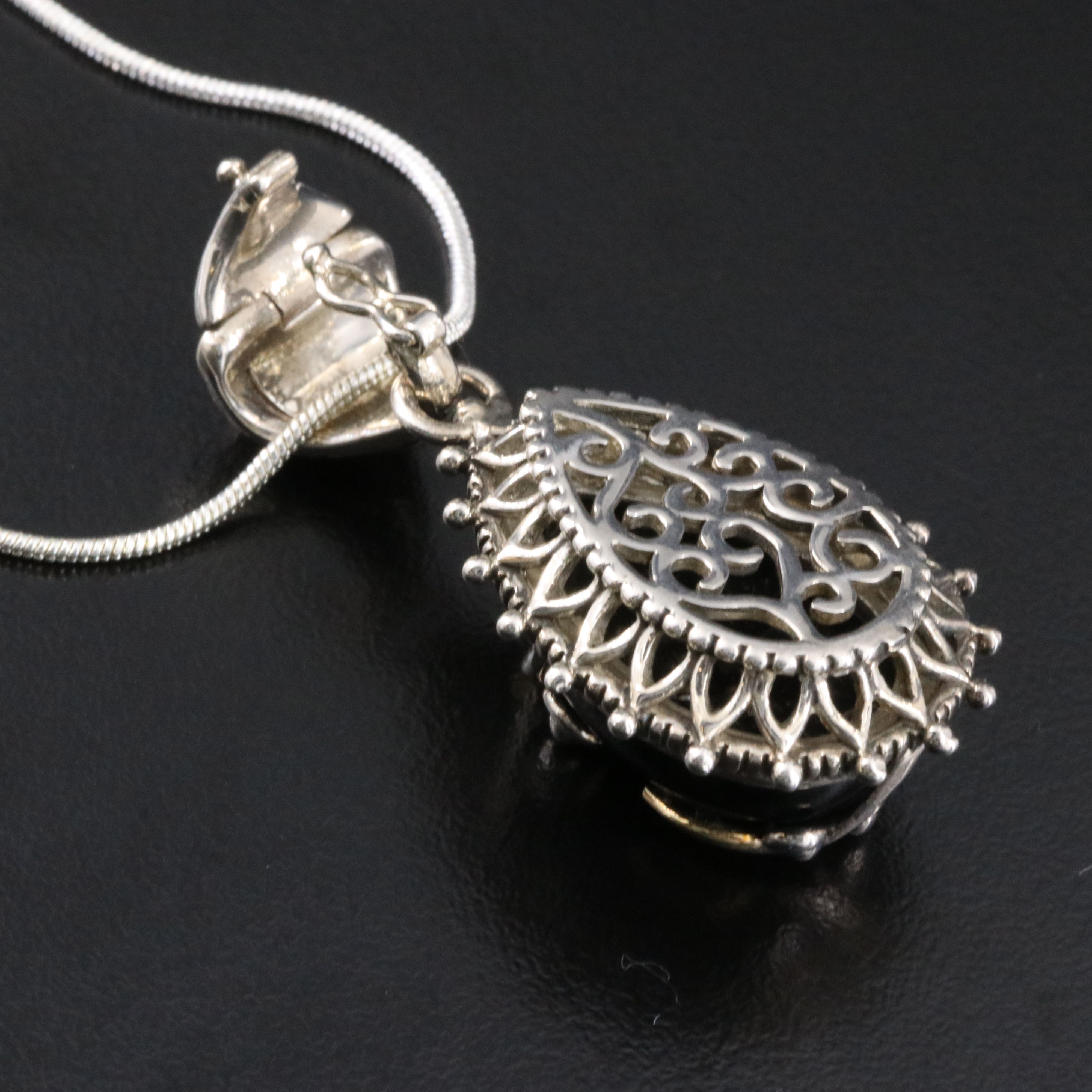 Barbara Bixby Sterling Black Onyx Pendant Necklace with 18K Accents