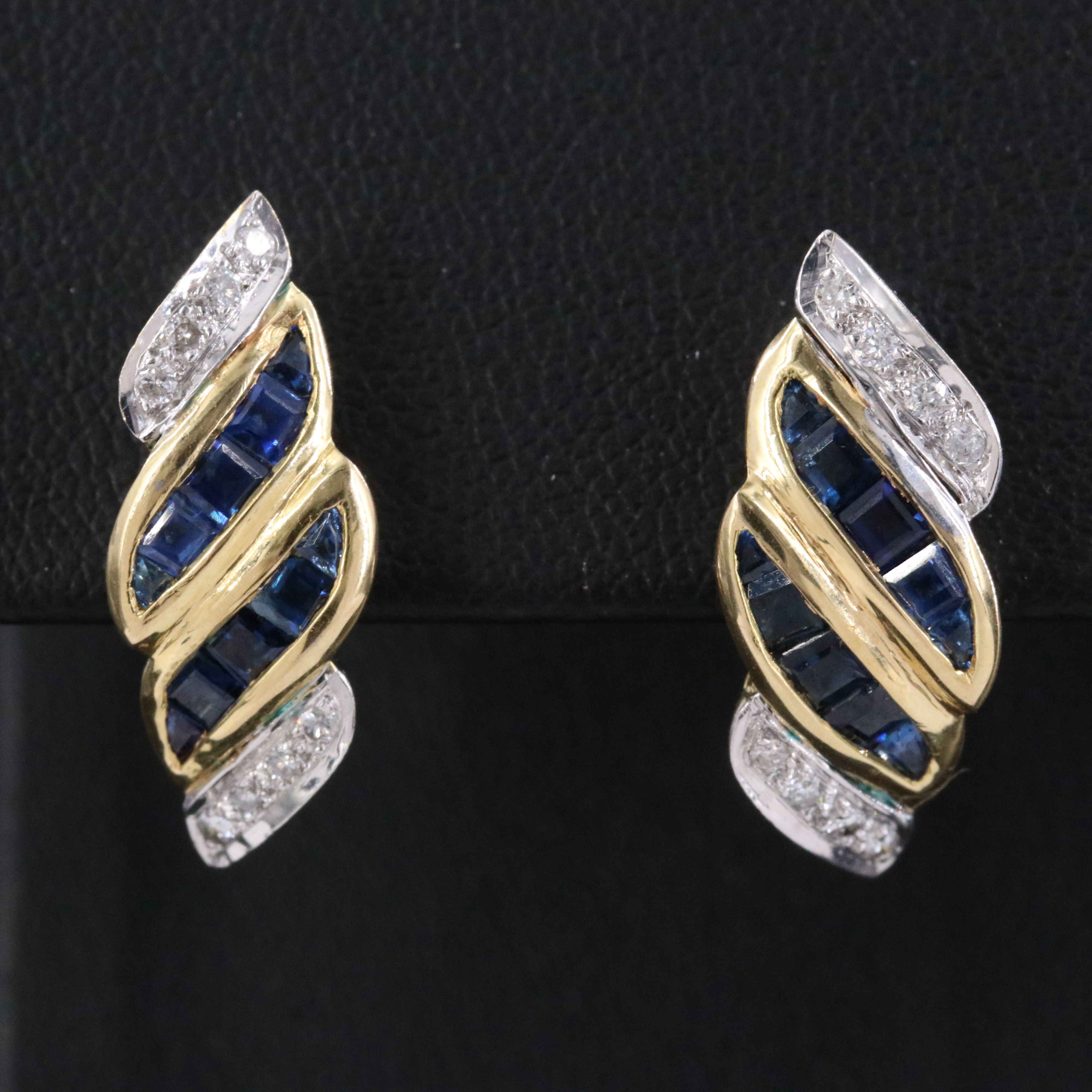 14K Sapphire and Diamond Earrings
