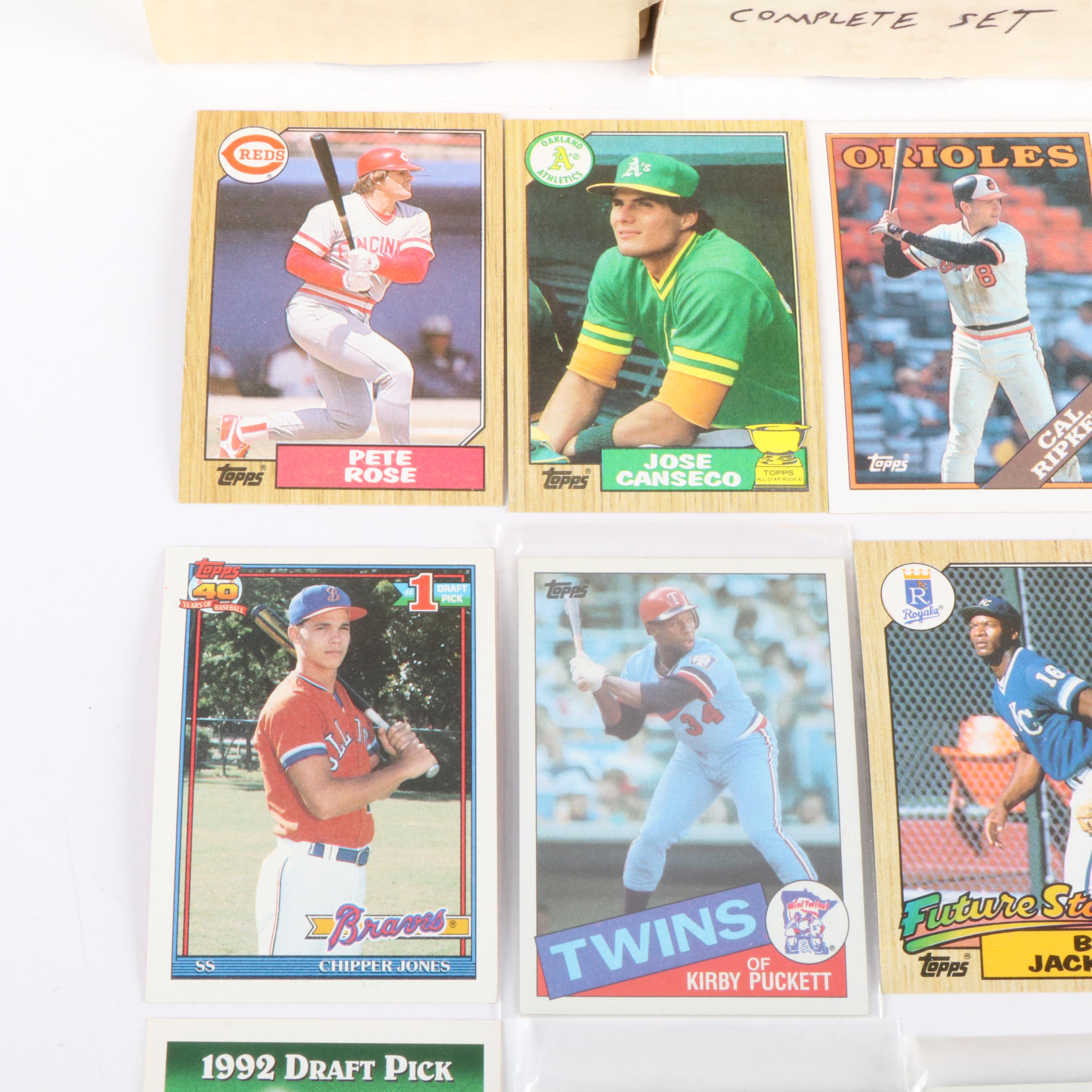 Topps Baseball Card Sets with Derek Jeter and Roger Clemens Rookies, 1980s-1990s