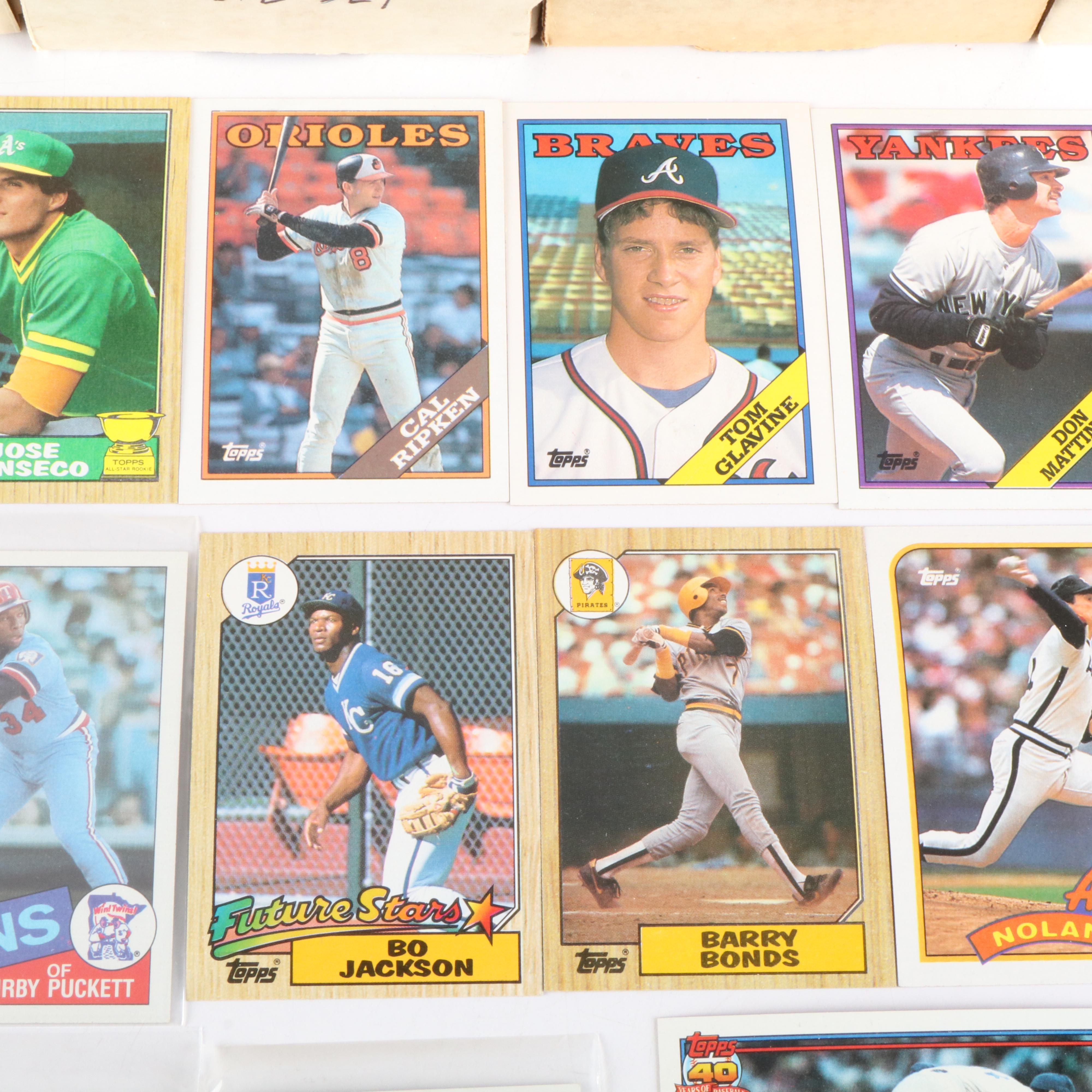 Topps Baseball Card Sets with Derek Jeter and Roger Clemens Rookies, 1980s-1990s