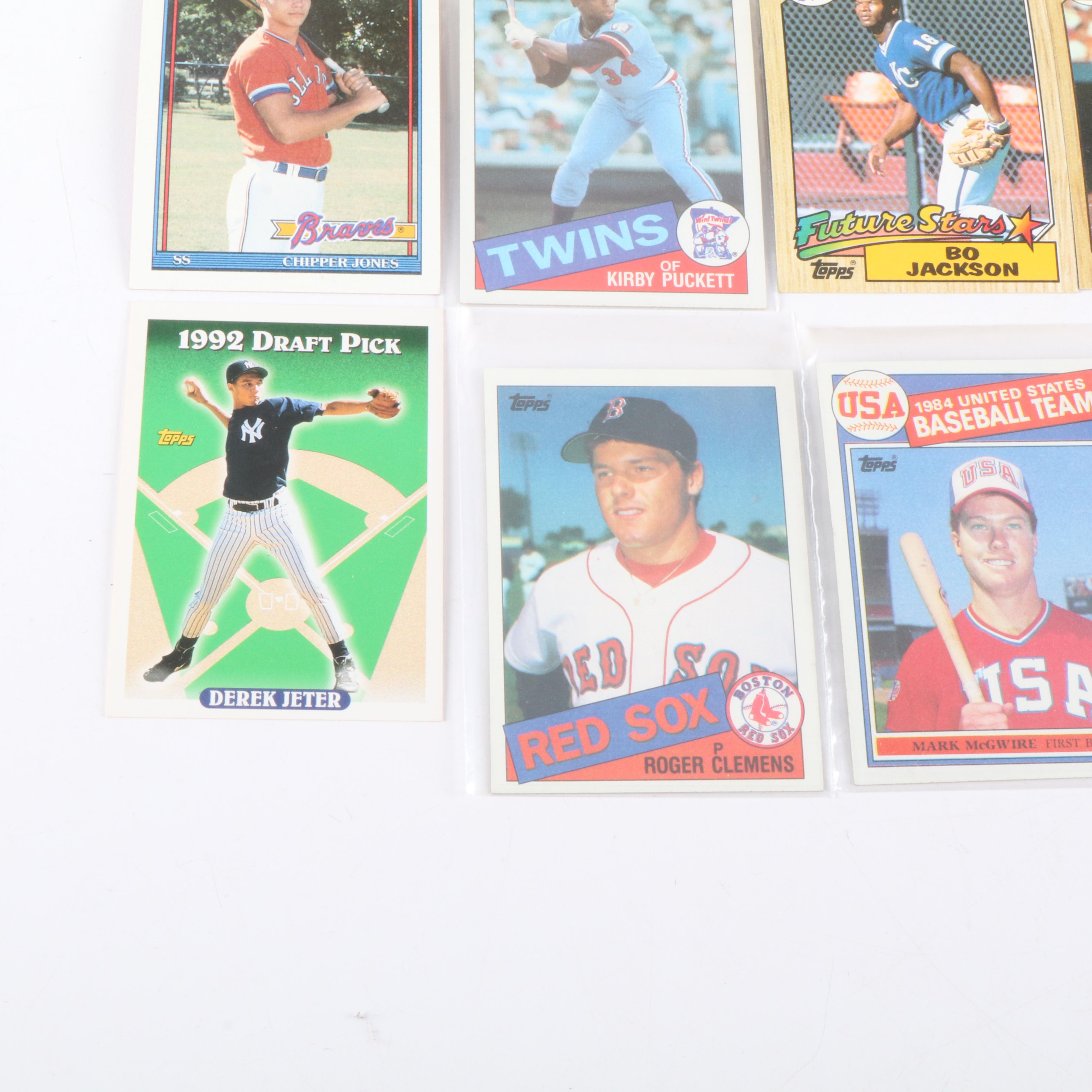 Topps Baseball Card Sets with Derek Jeter and Roger Clemens Rookies, 1980s-1990s