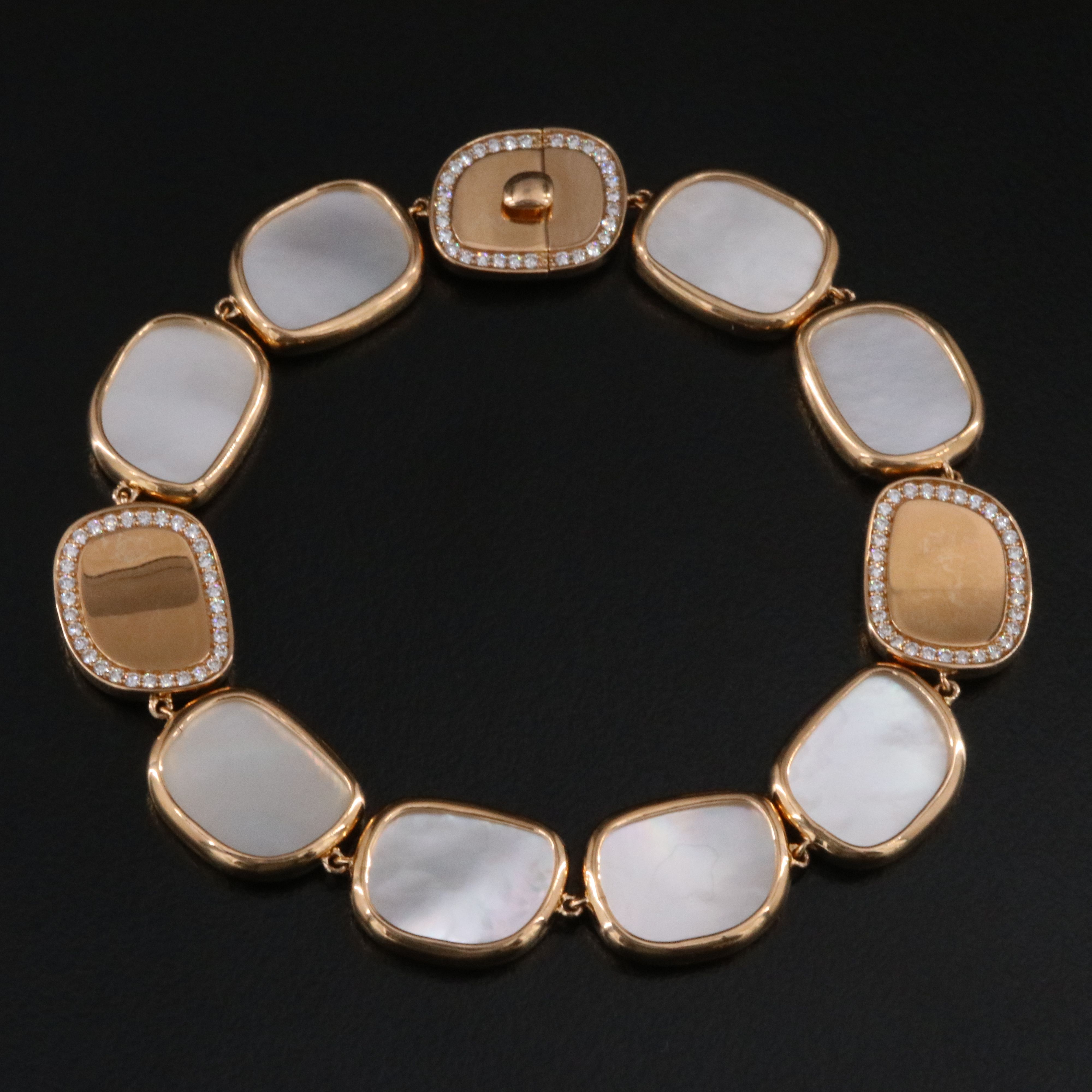 Roberto Coin 18K Rose Gold Mother of Pearl and Diamond Panel Bracelet