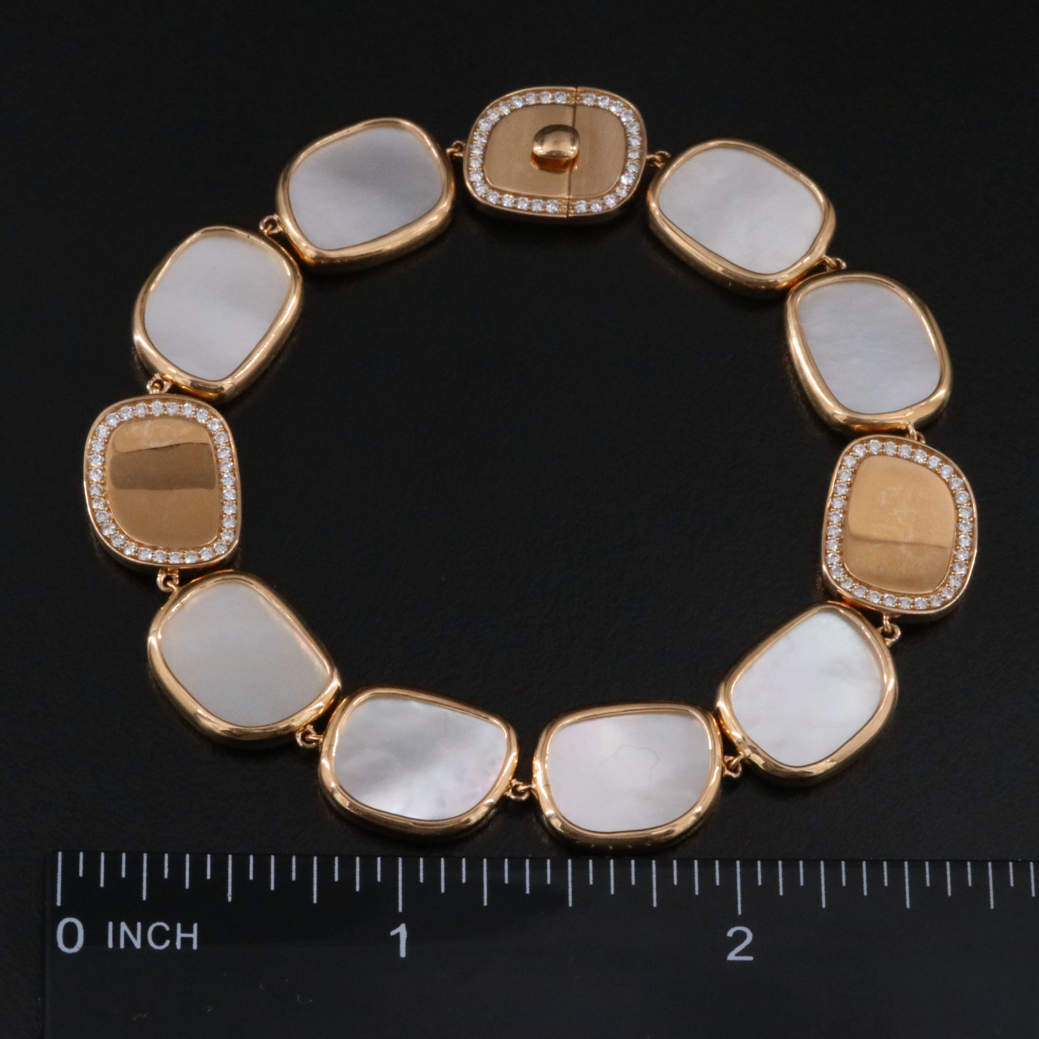 Roberto Coin 18K Rose Gold Mother of Pearl and Diamond Panel Bracelet