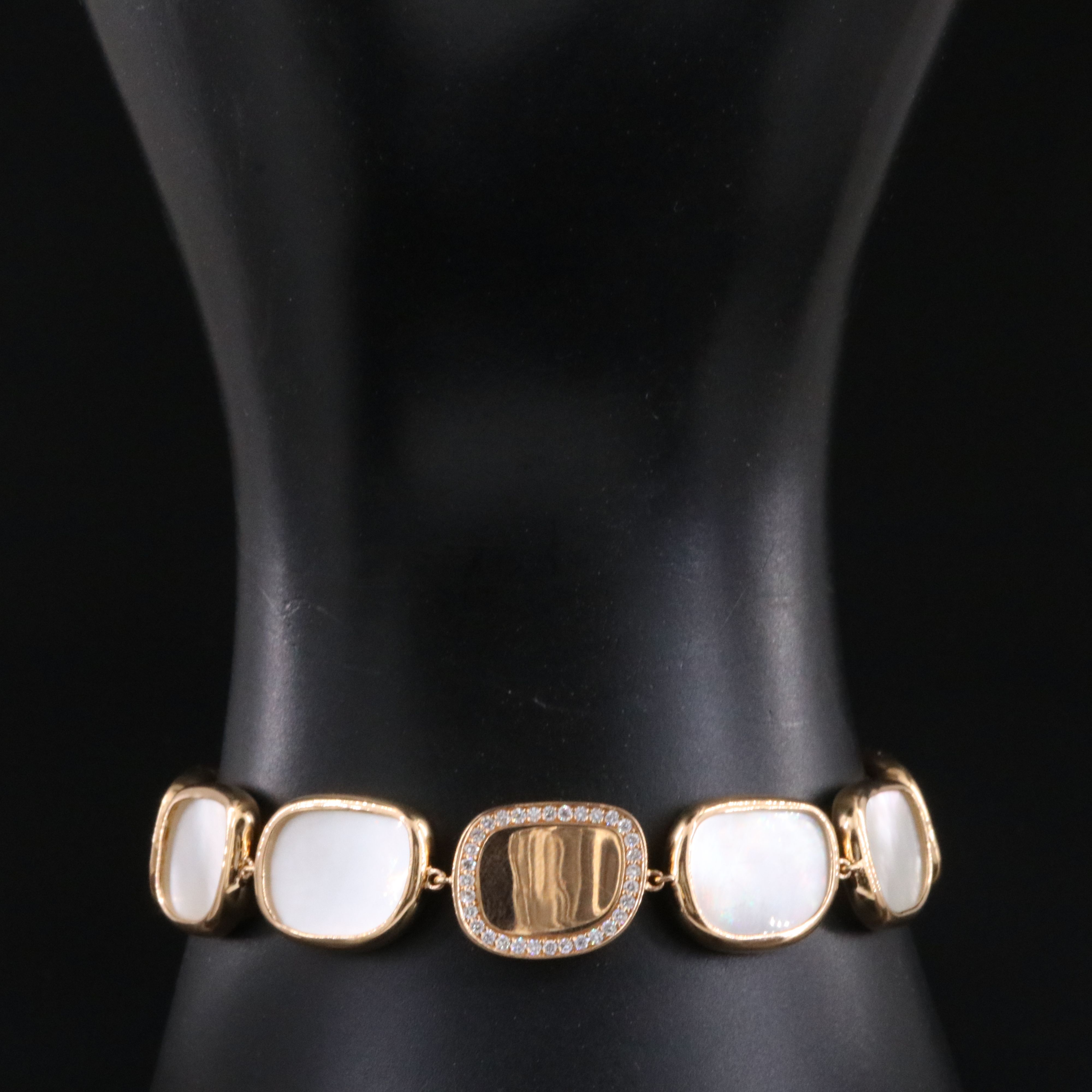 Roberto Coin 18K Rose Gold Mother of Pearl and Diamond Panel Bracelet