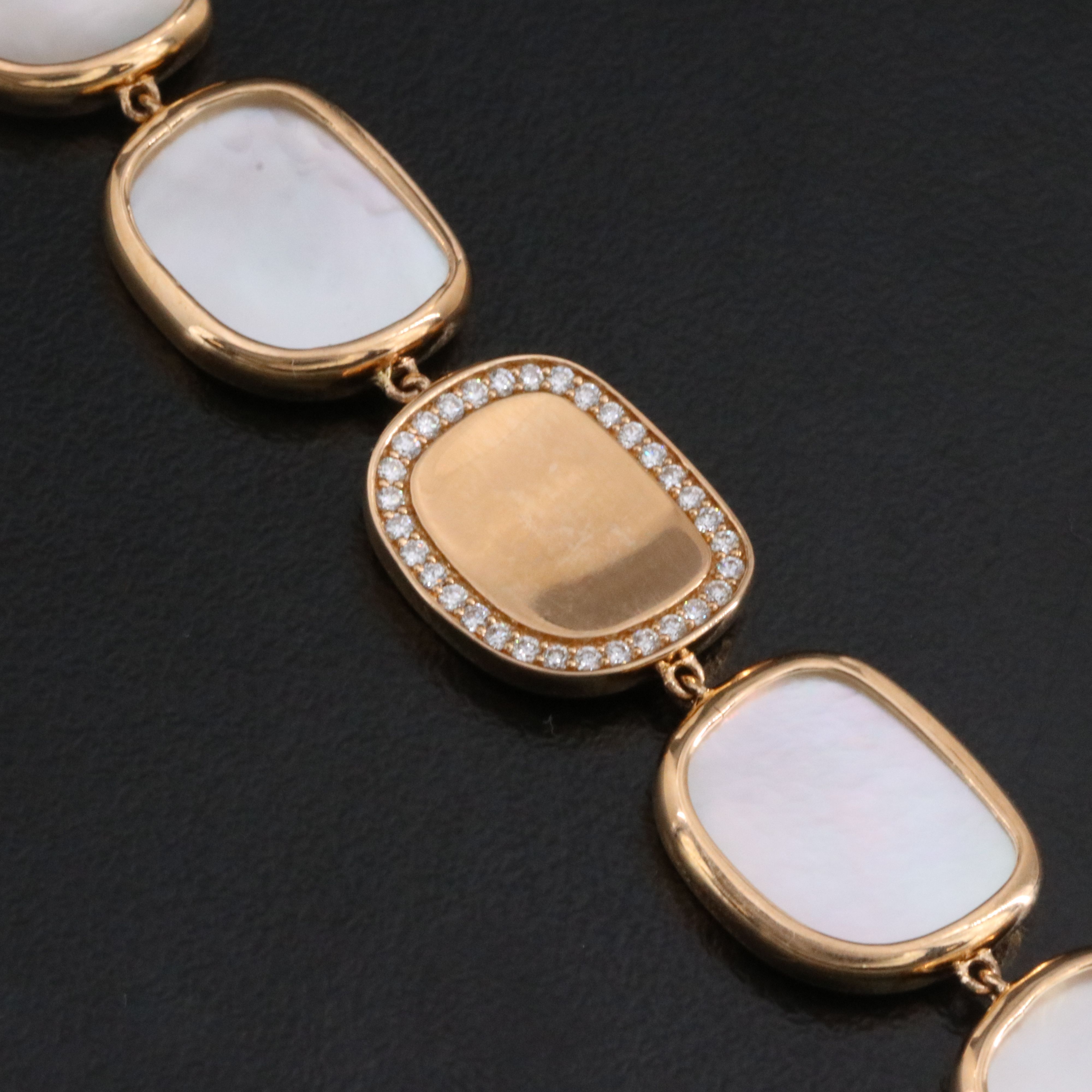 Roberto Coin 18K Rose Gold Mother of Pearl and Diamond Panel Bracelet