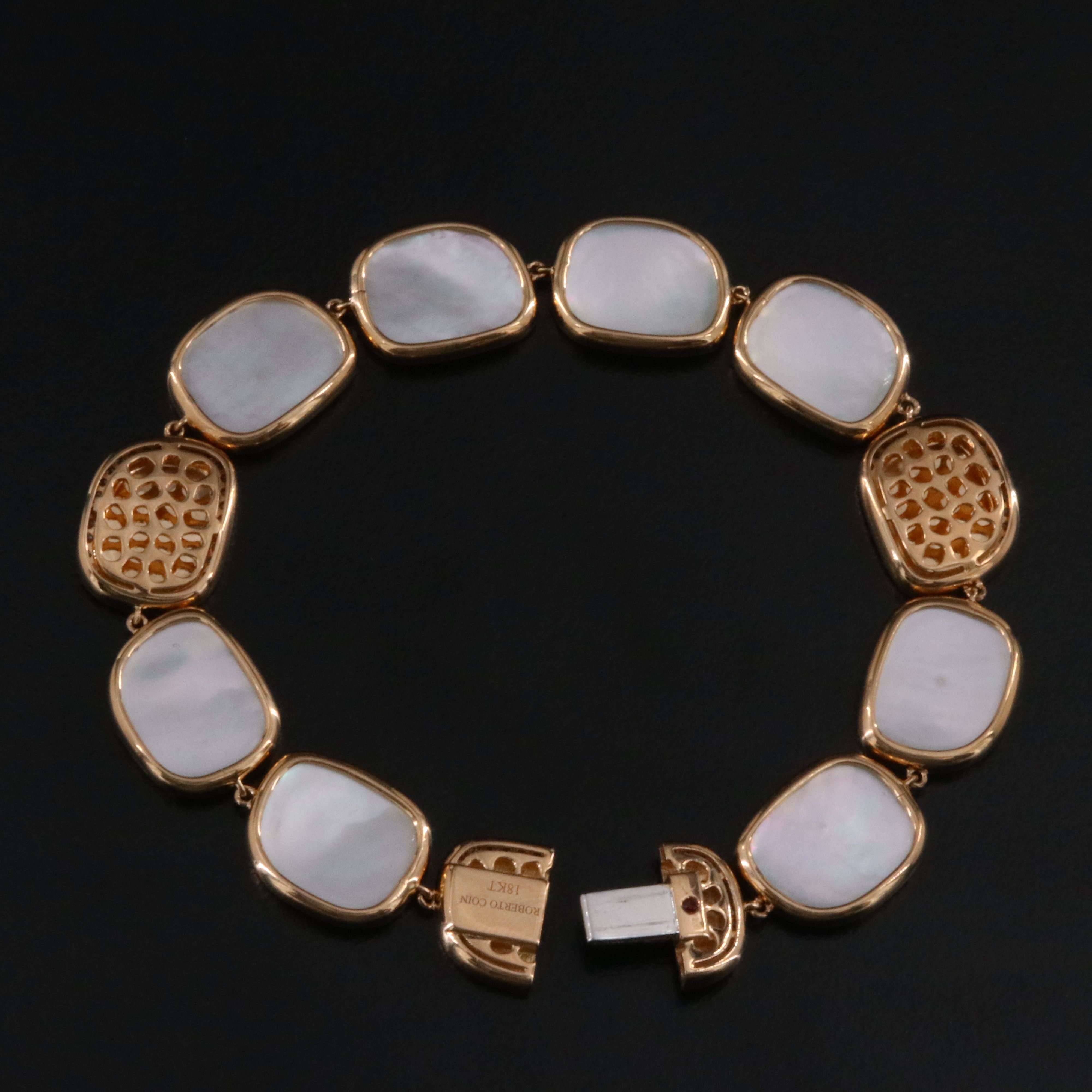 Roberto Coin 18K Rose Gold Mother of Pearl and Diamond Panel Bracelet