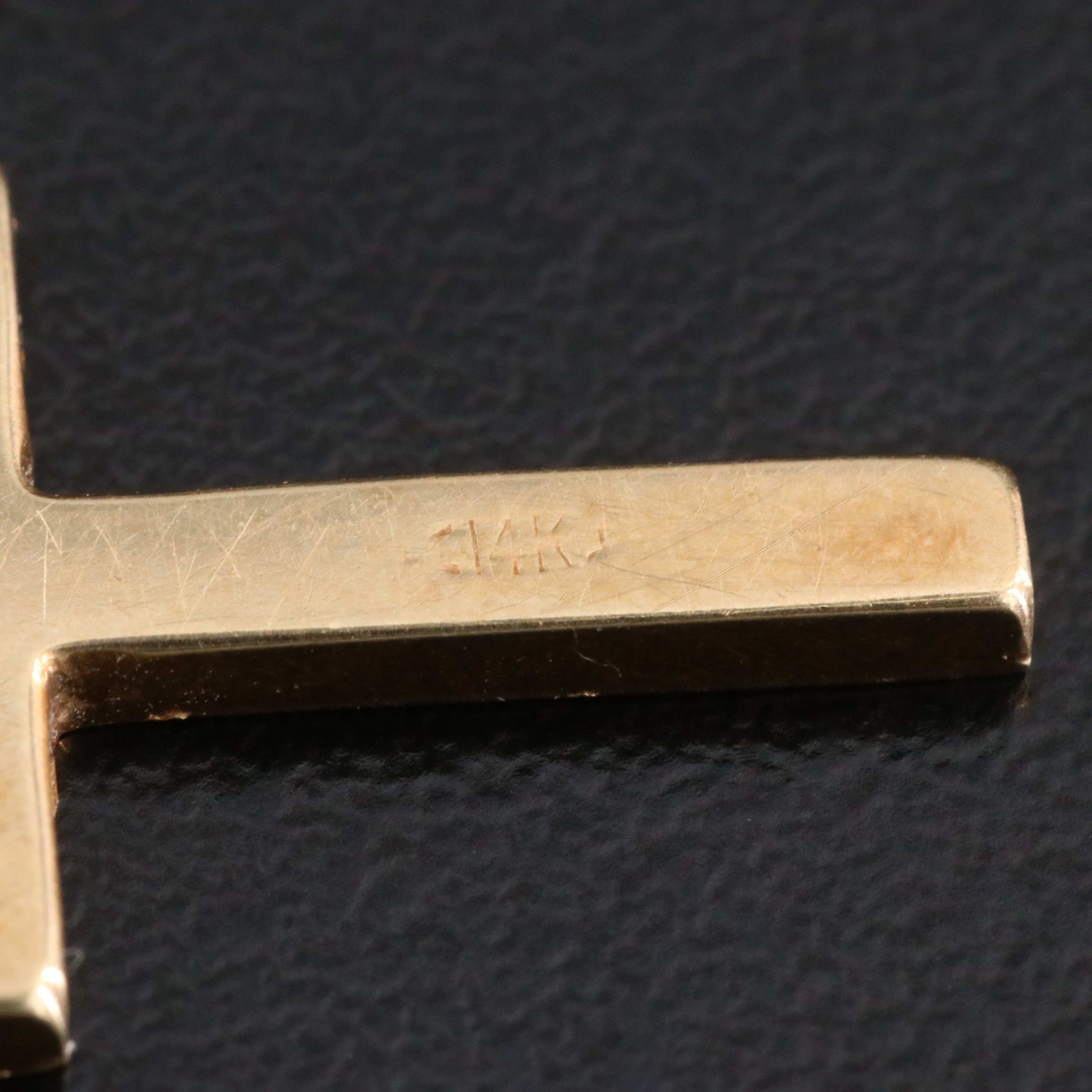 14K Engraved Cross Pendant