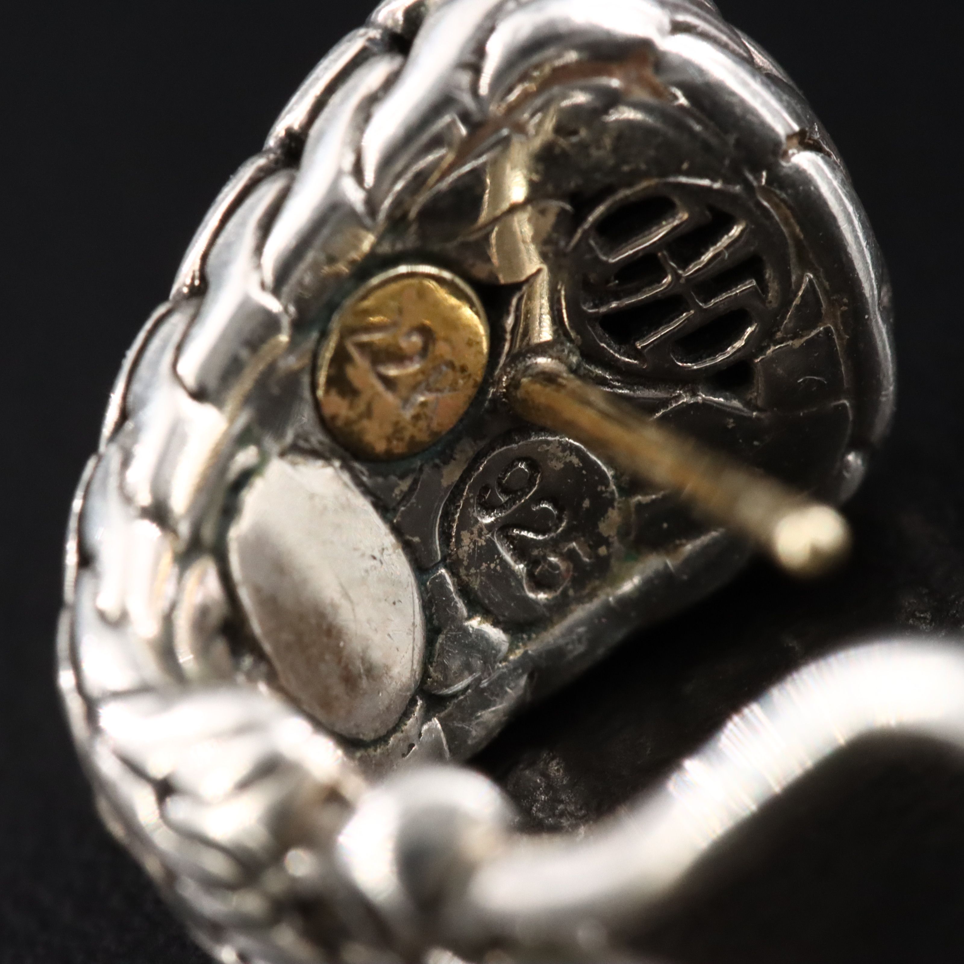 John Hardy Palu Sterling and 22K Hammered Wedge Earrings