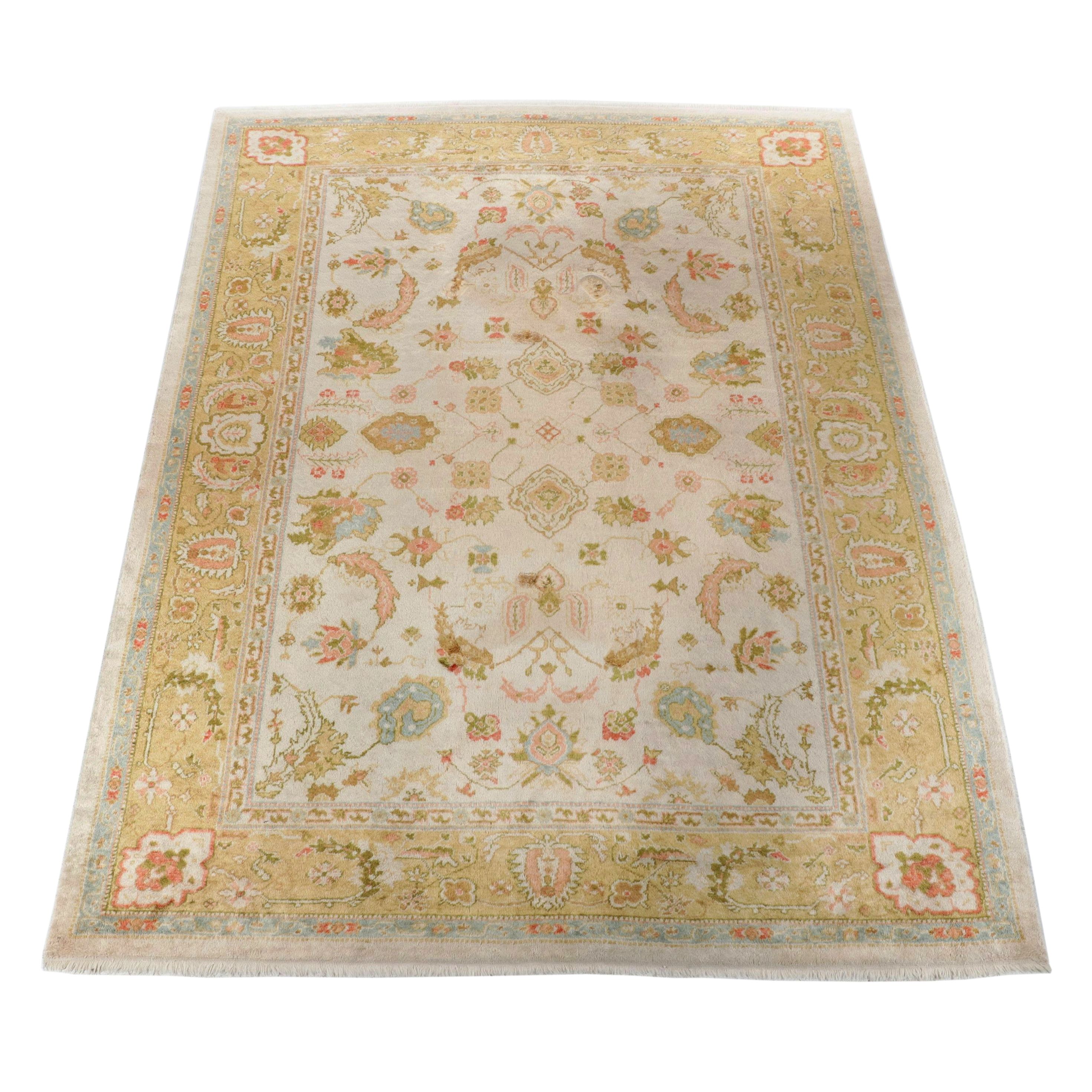 10'5 x 13'9 Hand-Knotted Turkish Oushak Room-Sized Rug