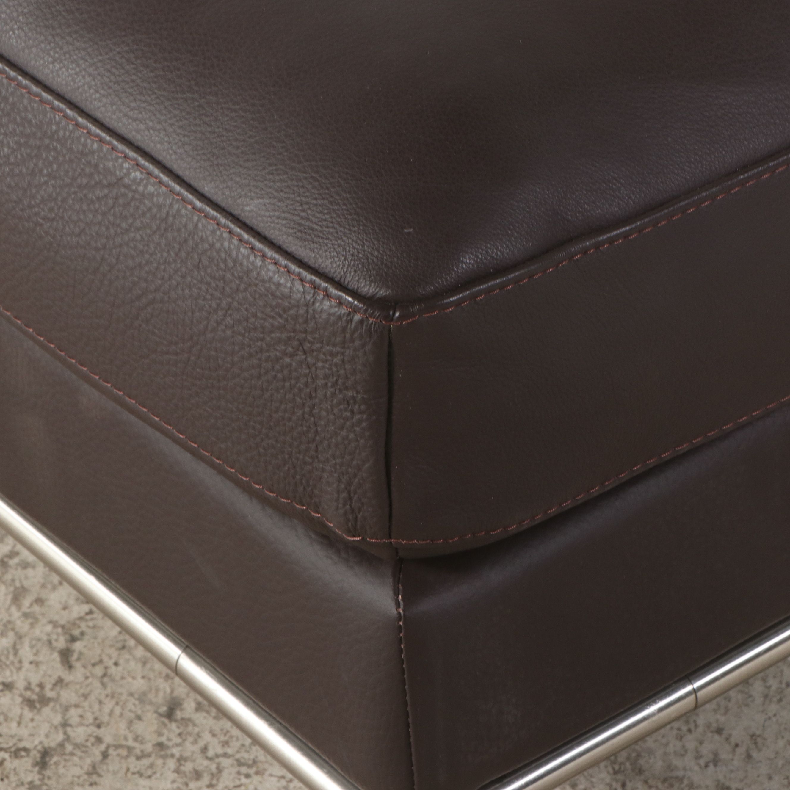 Pair of IKEA Modern Leather Armchairs with Ottoman