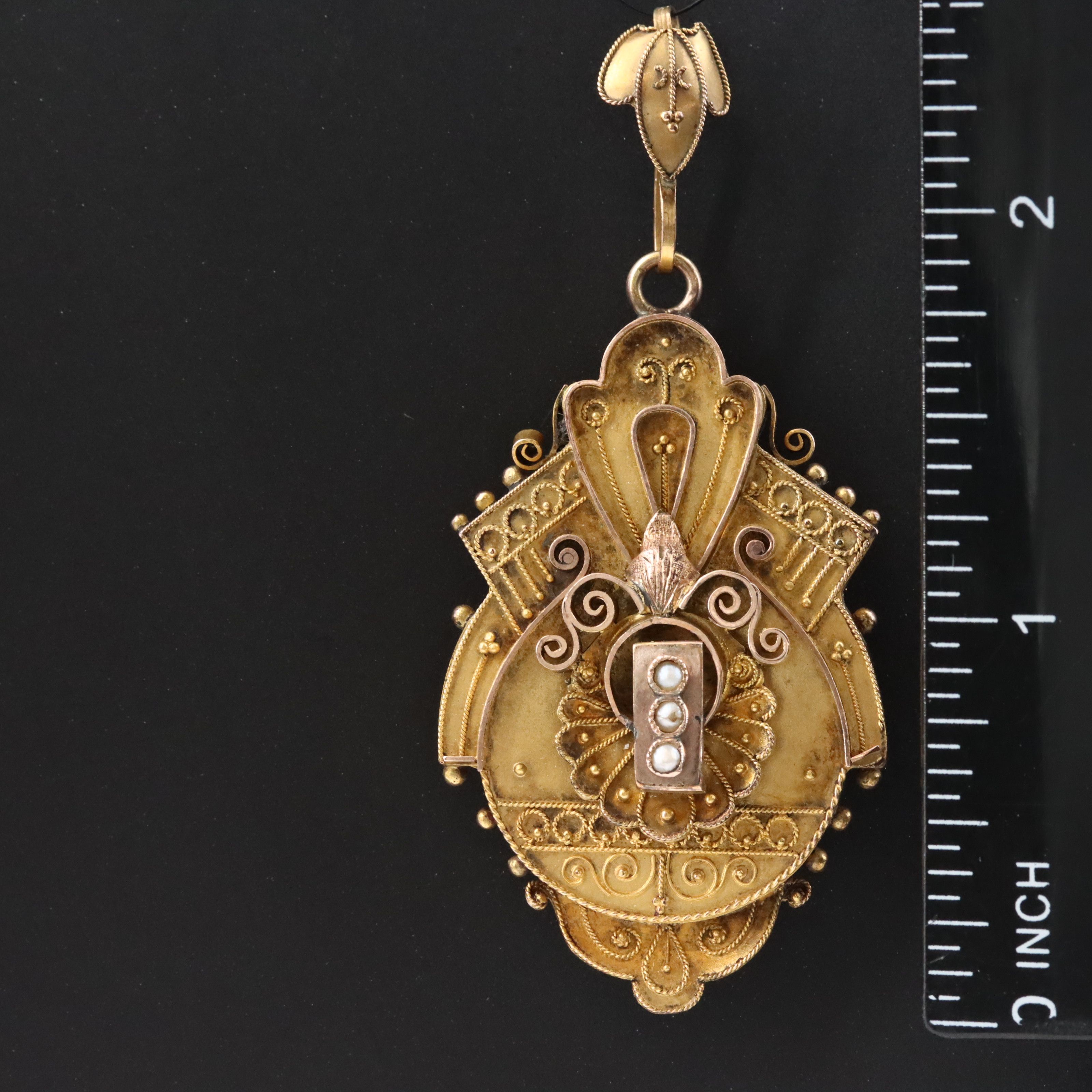 Victorian Locket Pendant with Seed Pearls