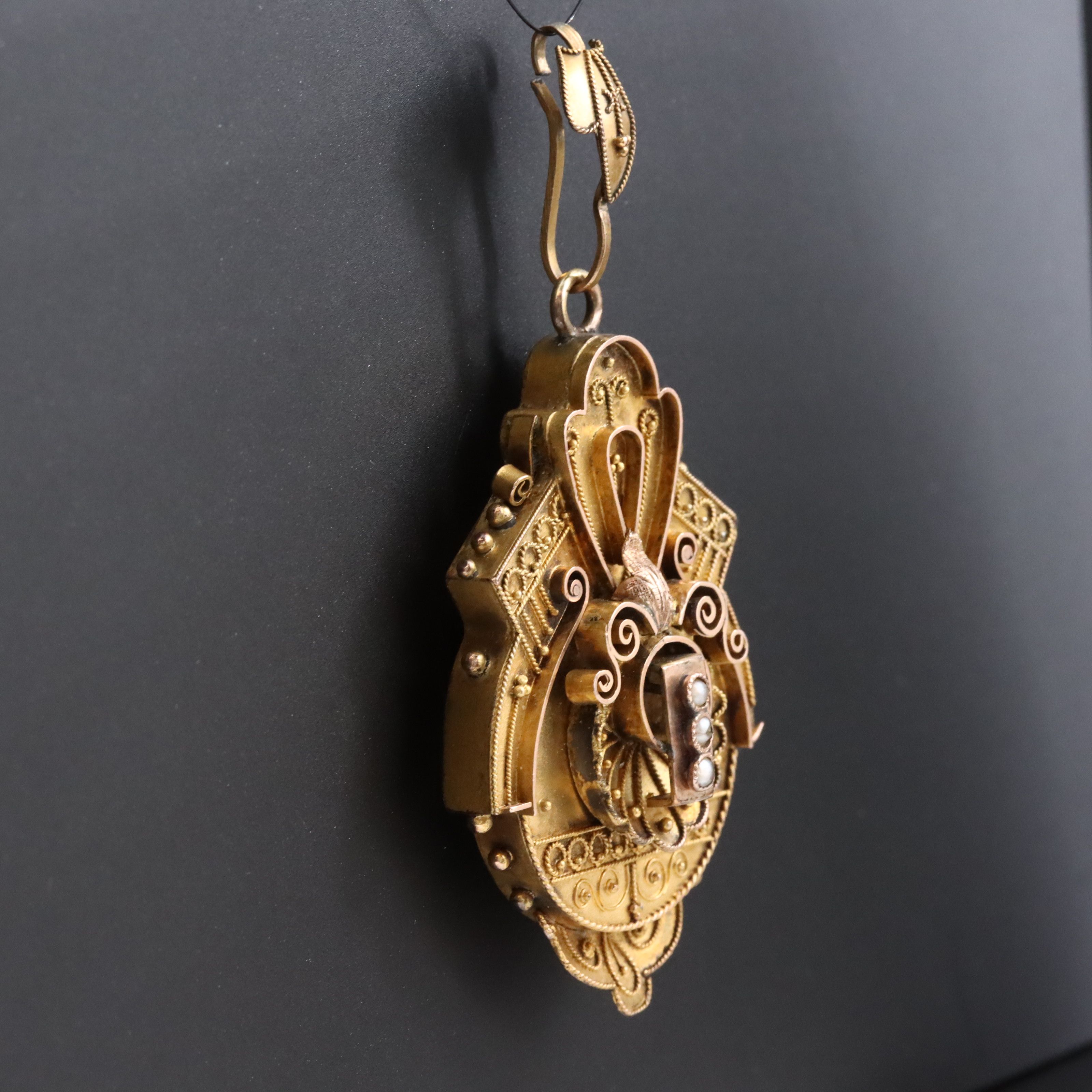 Victorian Locket Pendant with Seed Pearls