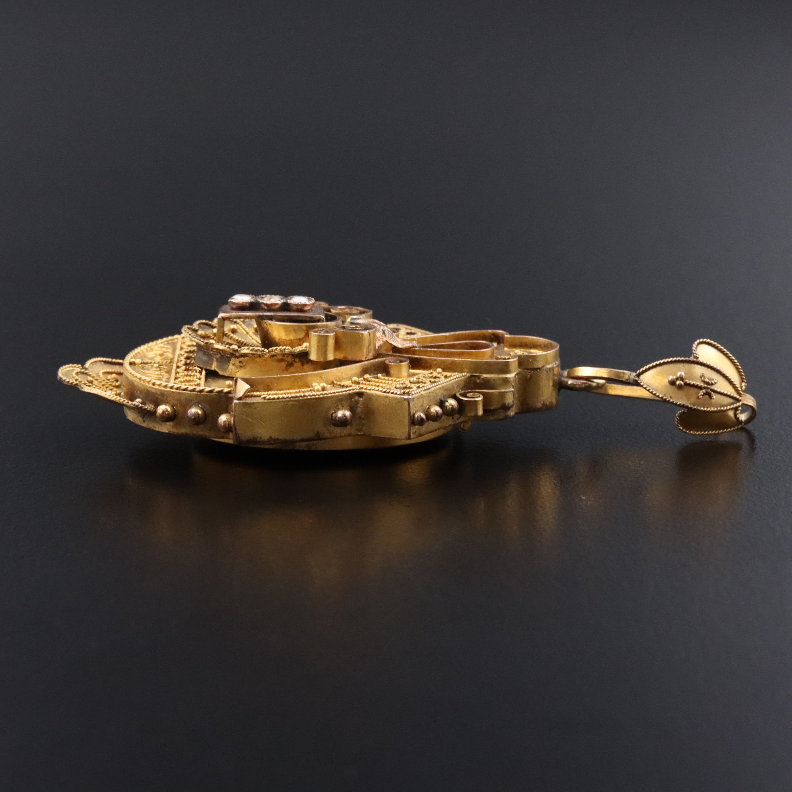 Victorian Locket Pendant with Seed Pearls