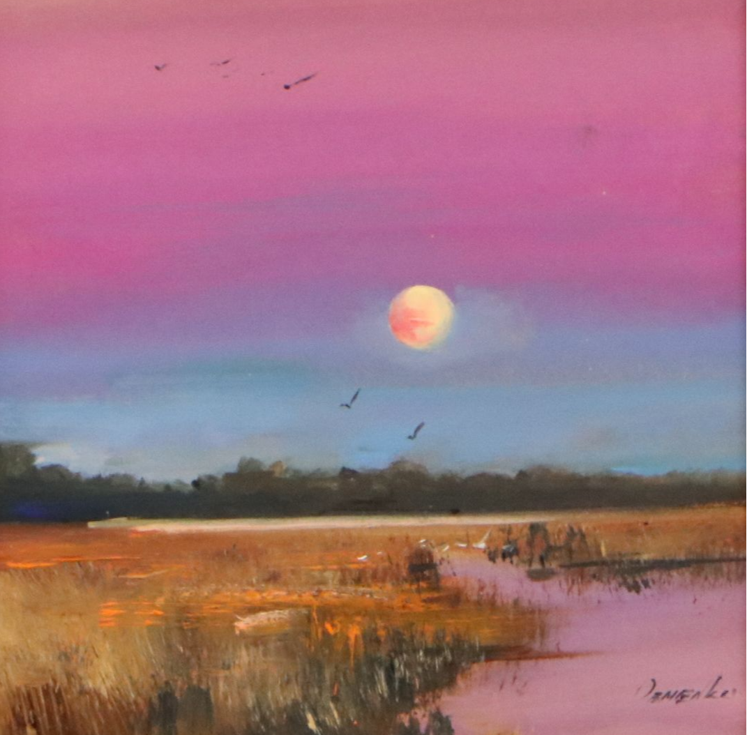 Natalia Demenko Oil Painting of Sunset Landscape, 21st Century
