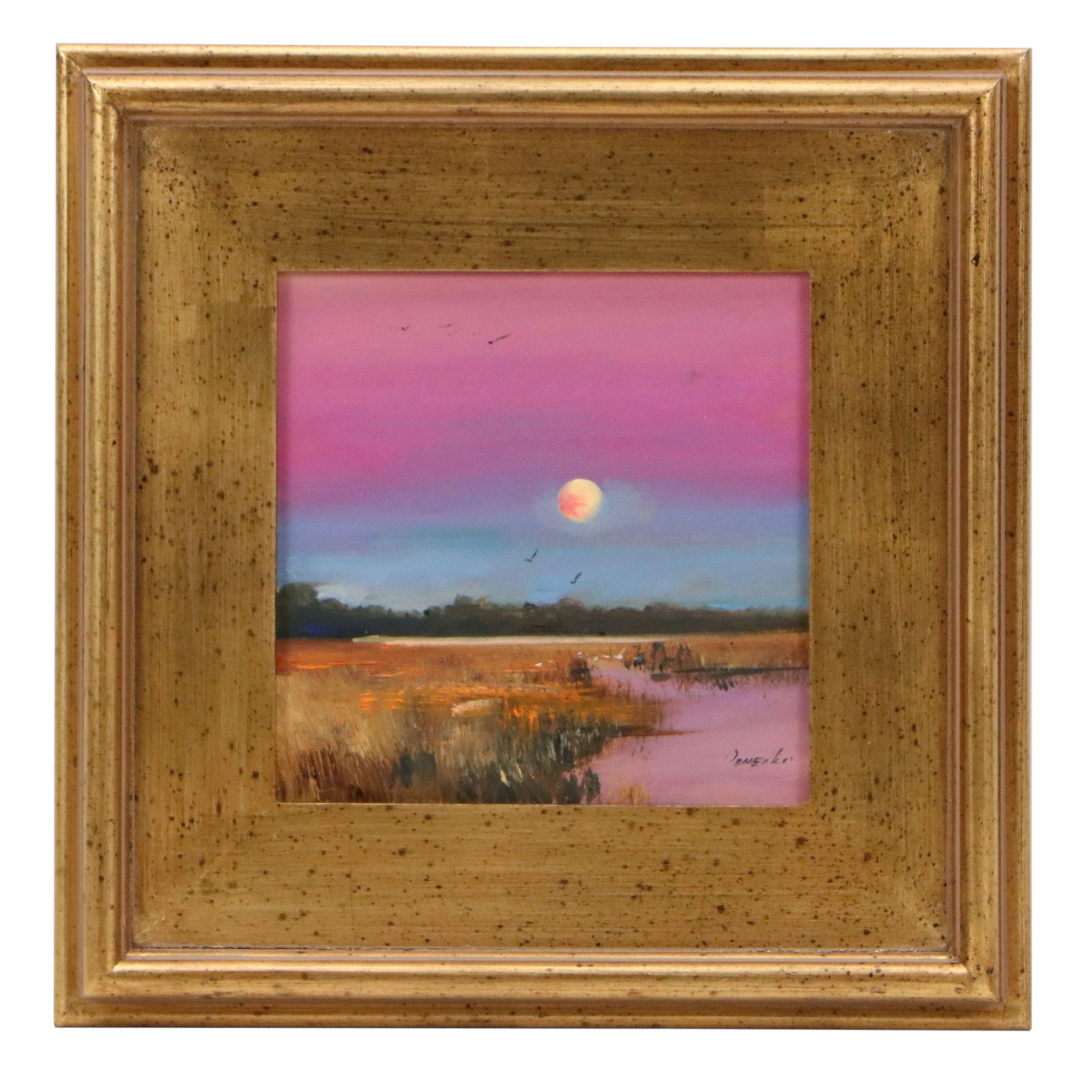 Natalia Demenko Oil Painting of Sunset Landscape, 21st Century