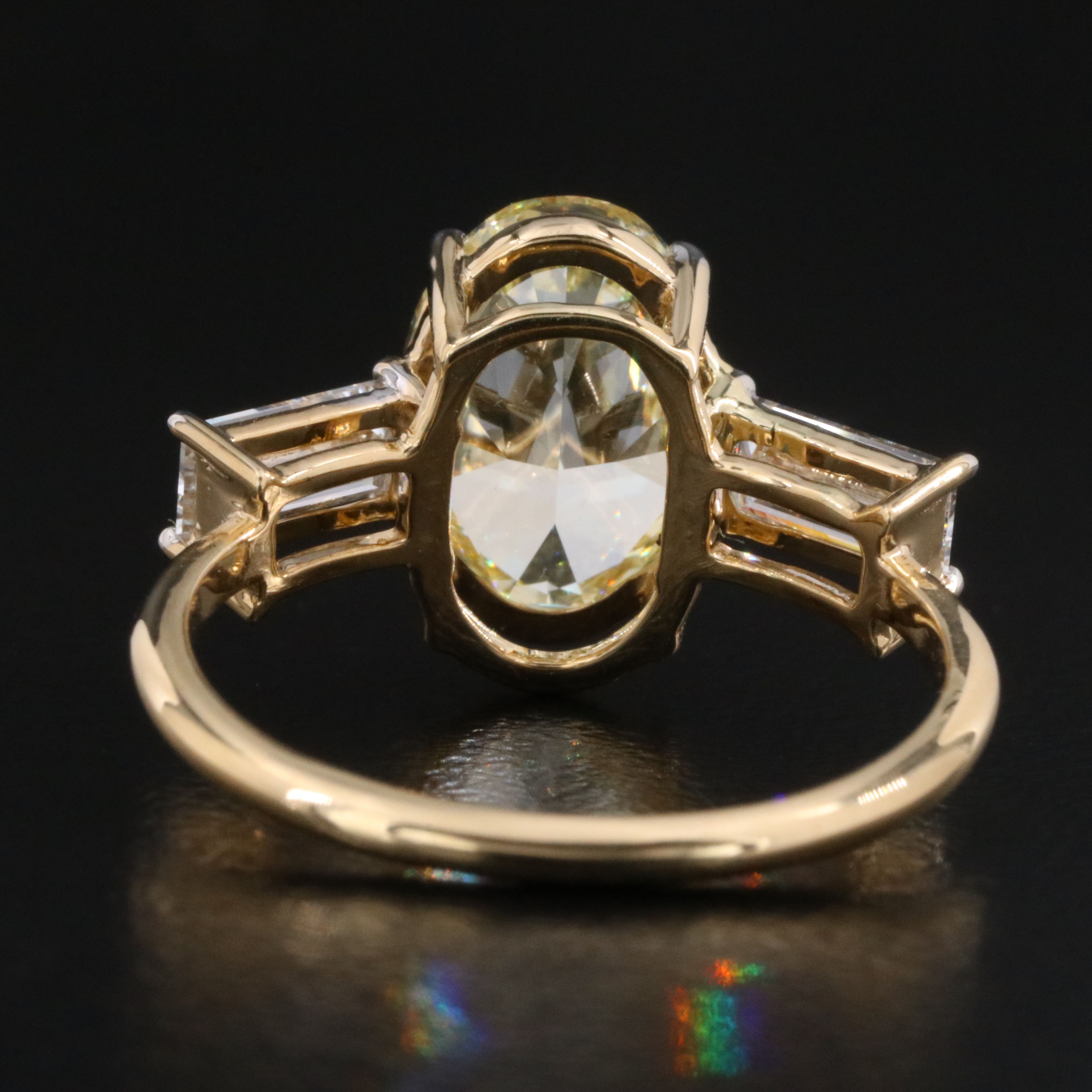 18K 3.65 CTW Lab Grown Diamond Ring with Fancy Intense Yellow and IGI Report