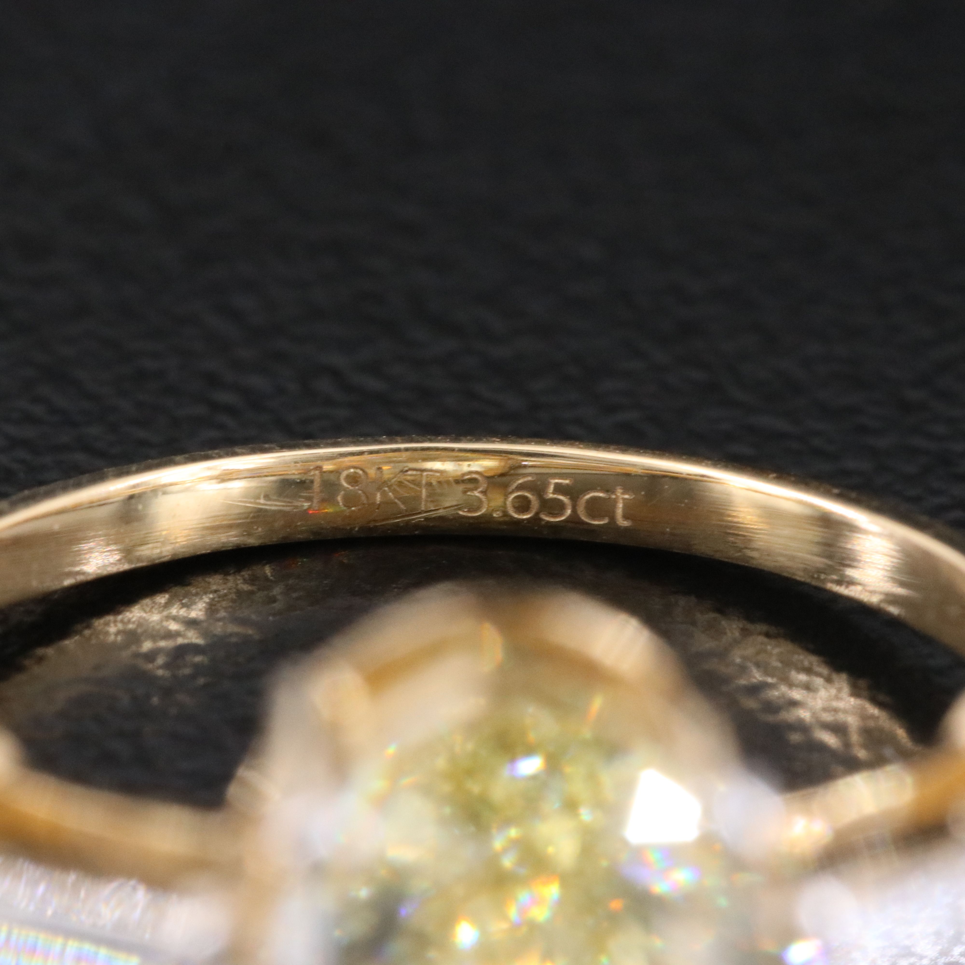 18K 3.65 CTW Lab Grown Diamond Ring with Fancy Intense Yellow and IGI Report