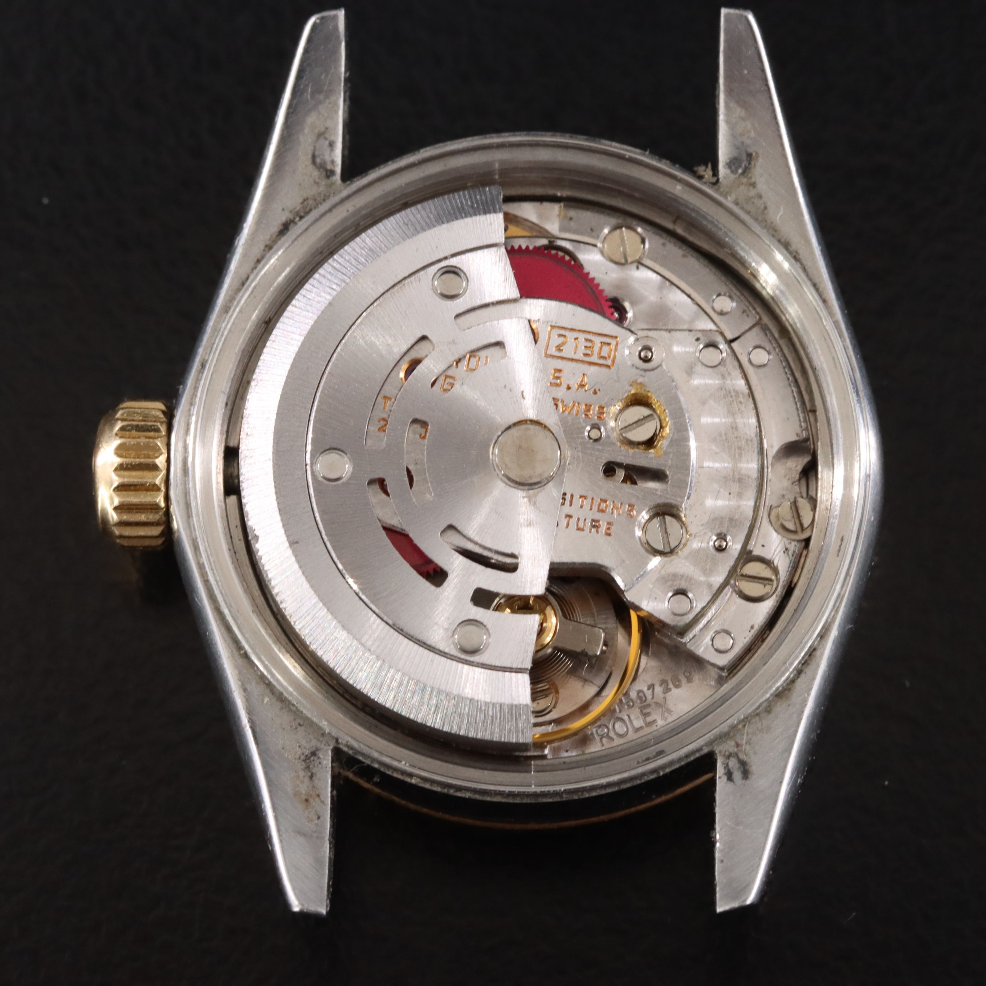 1990 Rolex Oyster Perpetual White Roman Dial 24mm Two Tone Watch