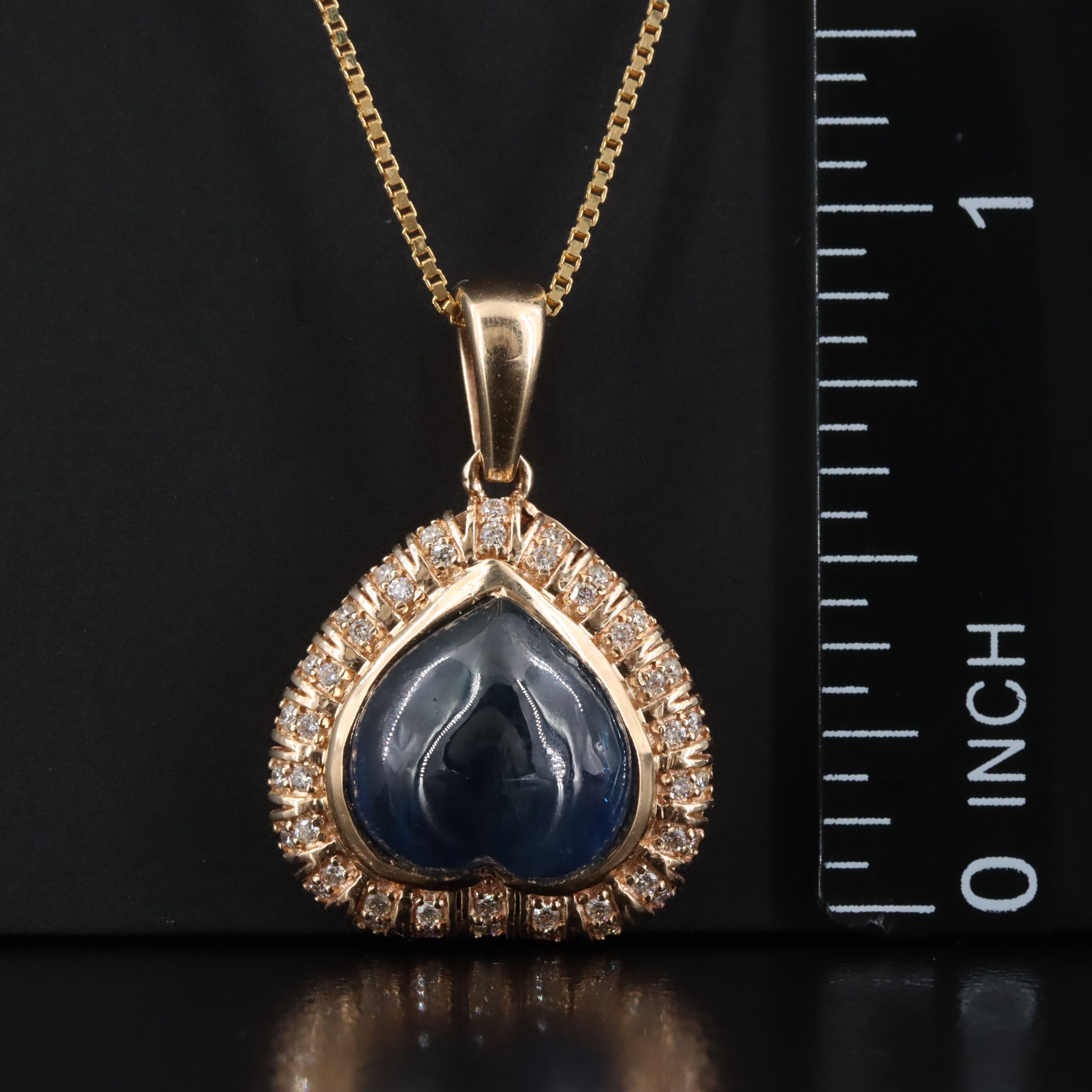 14K 6.72 CT Sapphire and Diamond Pendant Necklace