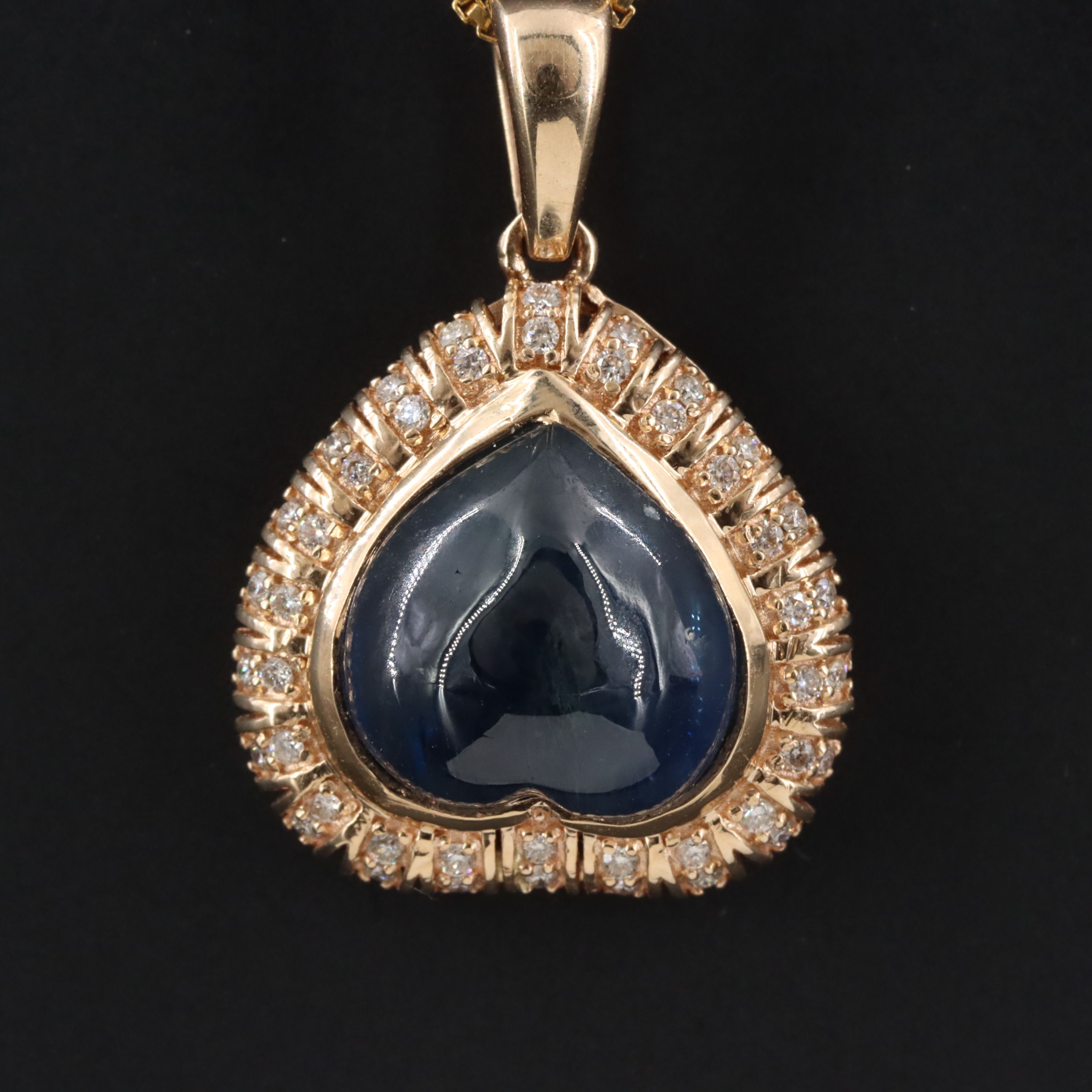 14K 6.72 CT Sapphire and Diamond Pendant Necklace