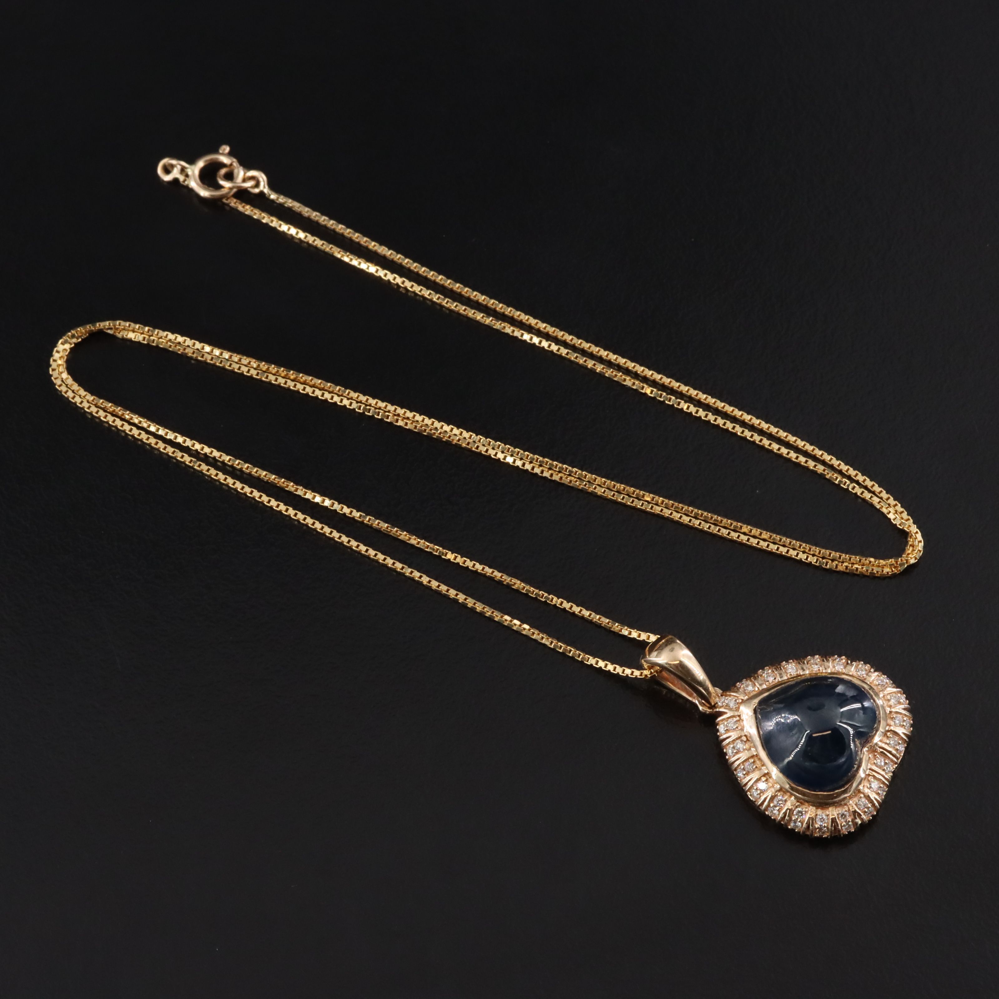 14K 6.72 CT Sapphire and Diamond Pendant Necklace