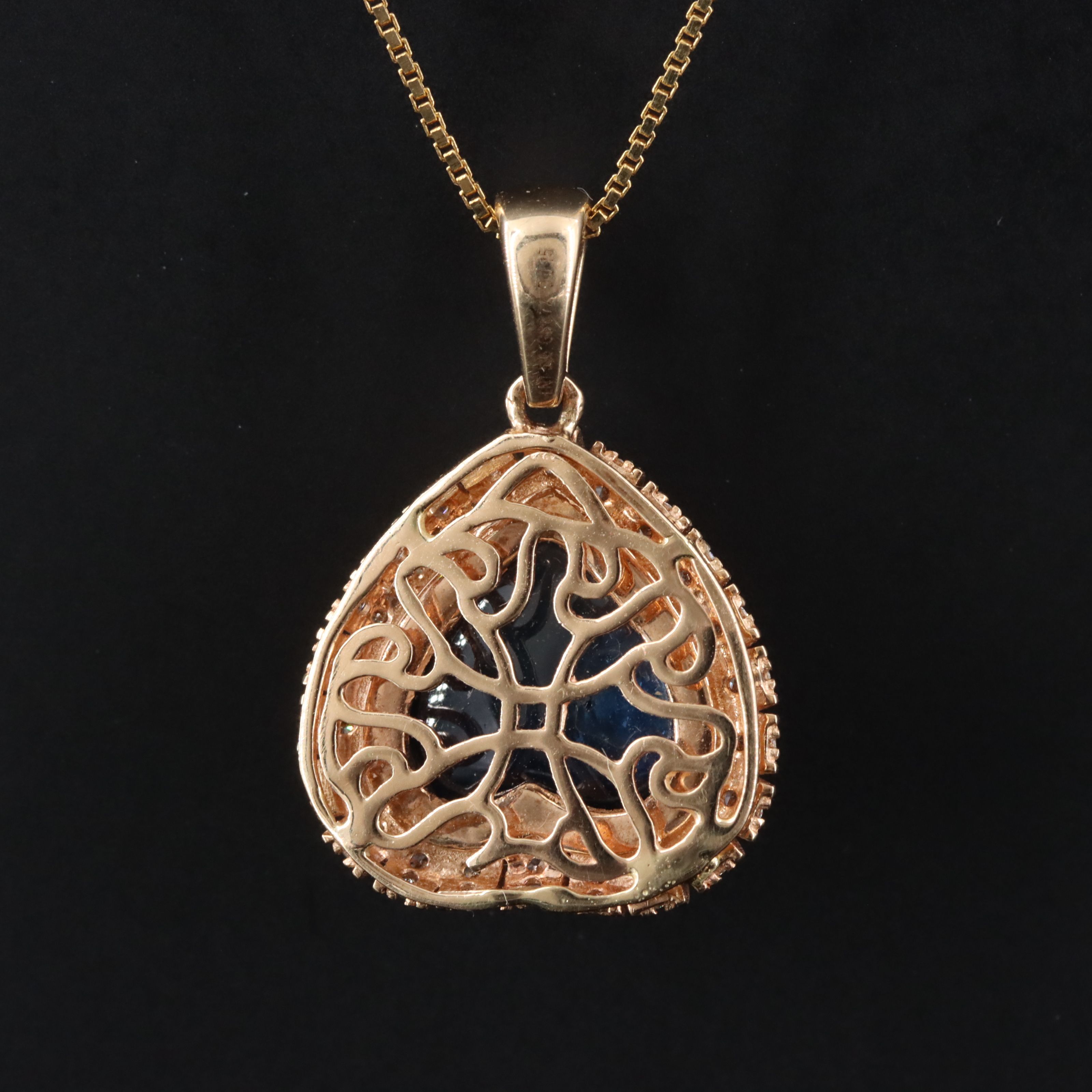 14K 6.72 CT Sapphire and Diamond Pendant Necklace