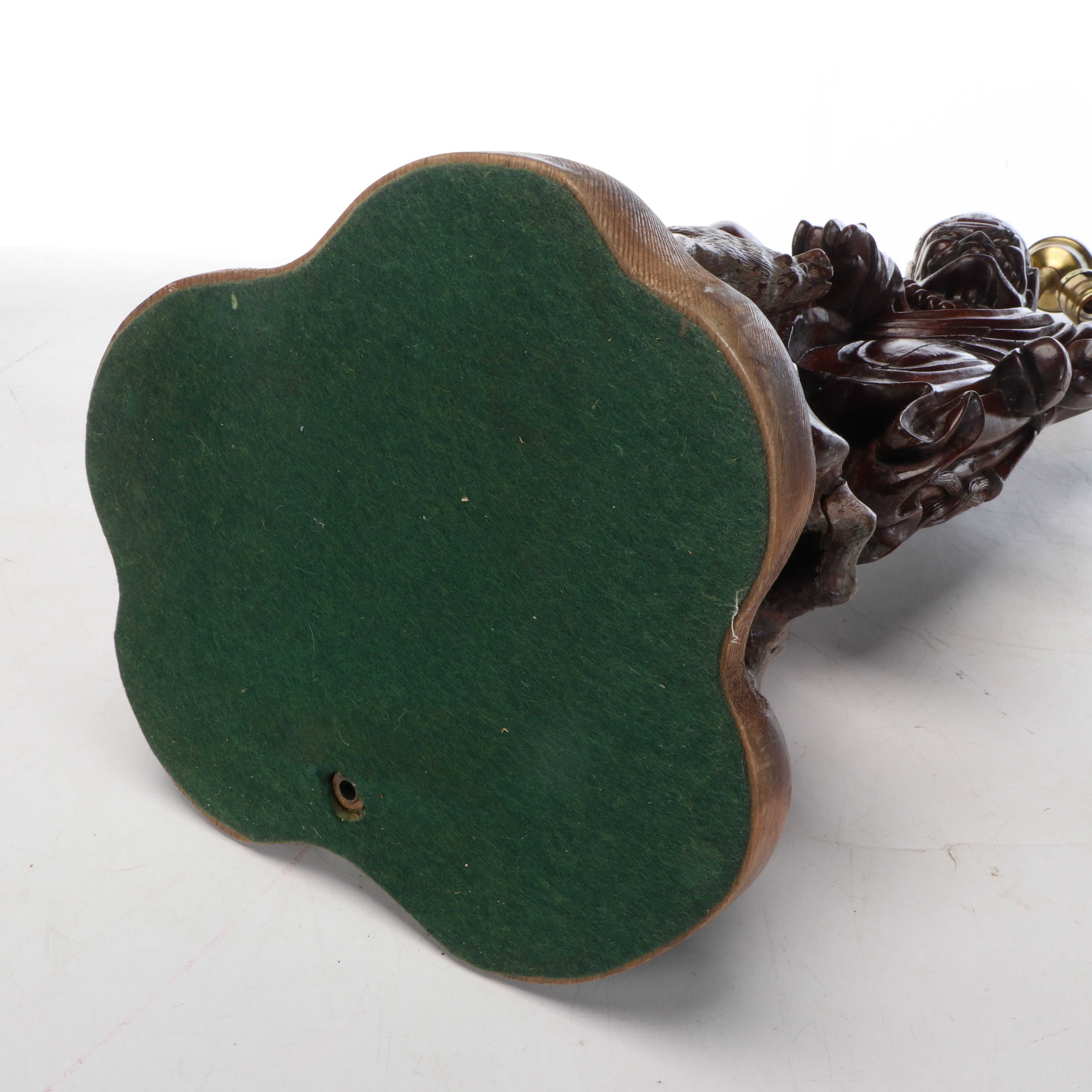 Chinese Hand-Carved Rootwood Figural Table Lamp