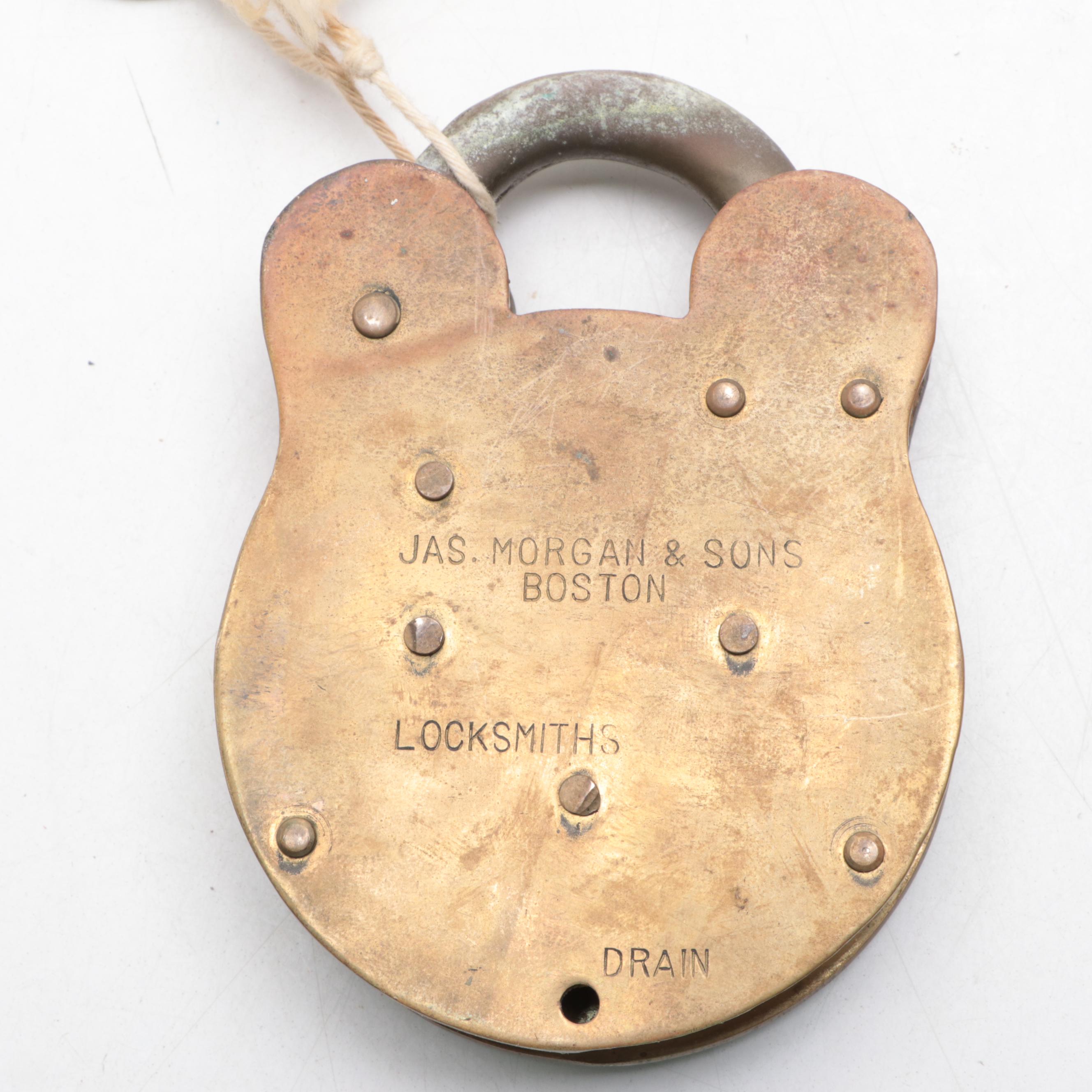 Jas. Morgan & Son Ltd. "Old English" Brass Padlock with Brass Keys