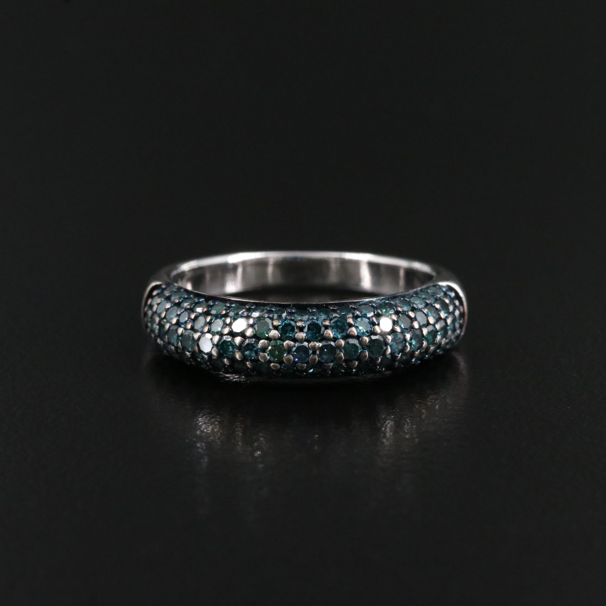 Sterling 1.00 CTW Fancy Blue Diamond Dome Ring