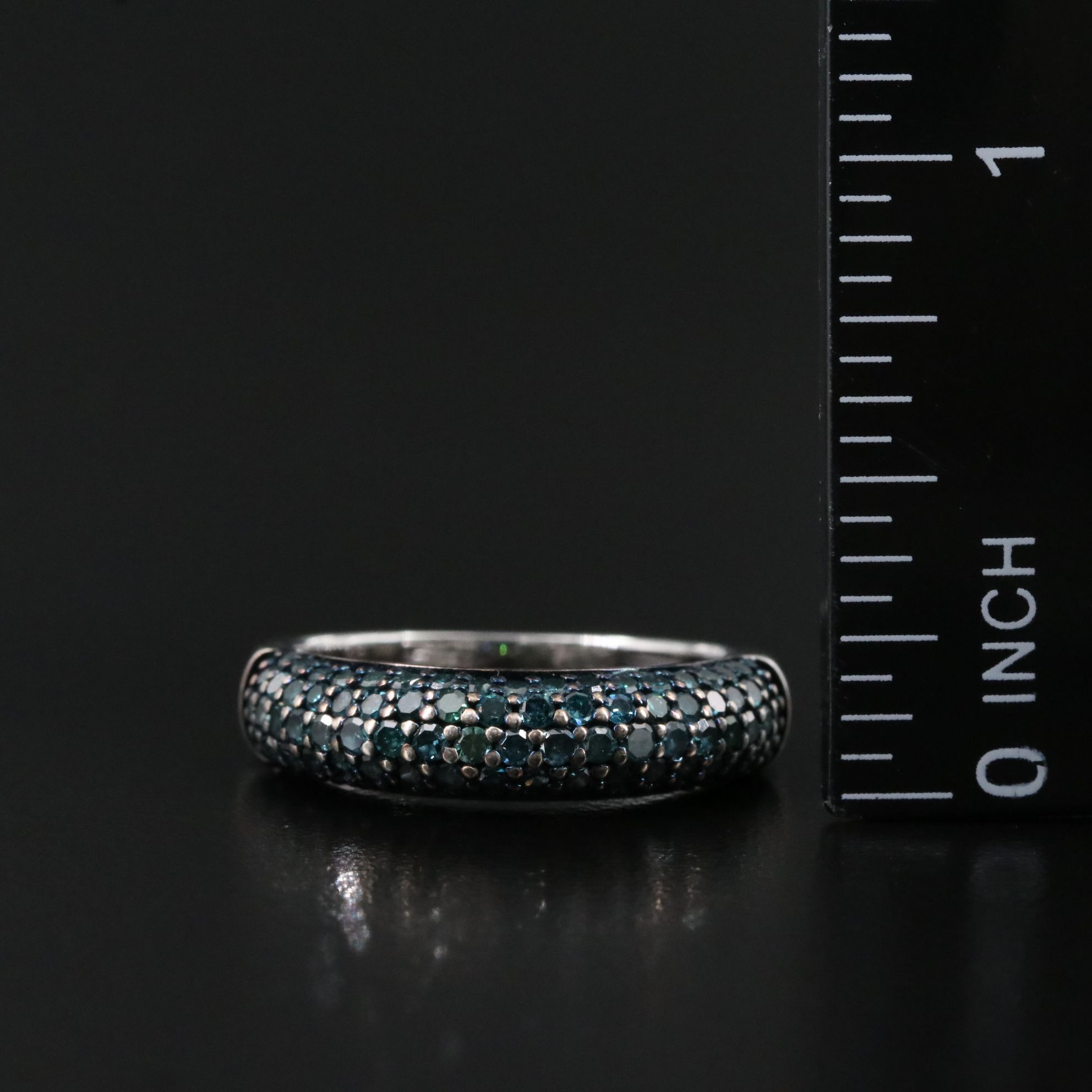 Sterling 1.00 CTW Fancy Blue Diamond Dome Ring