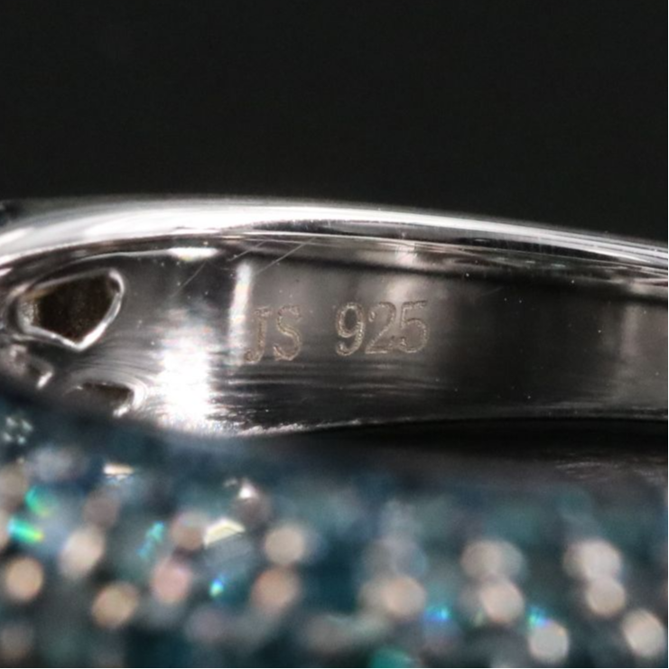 Sterling 1.00 CTW Fancy Blue Diamond Dome Ring