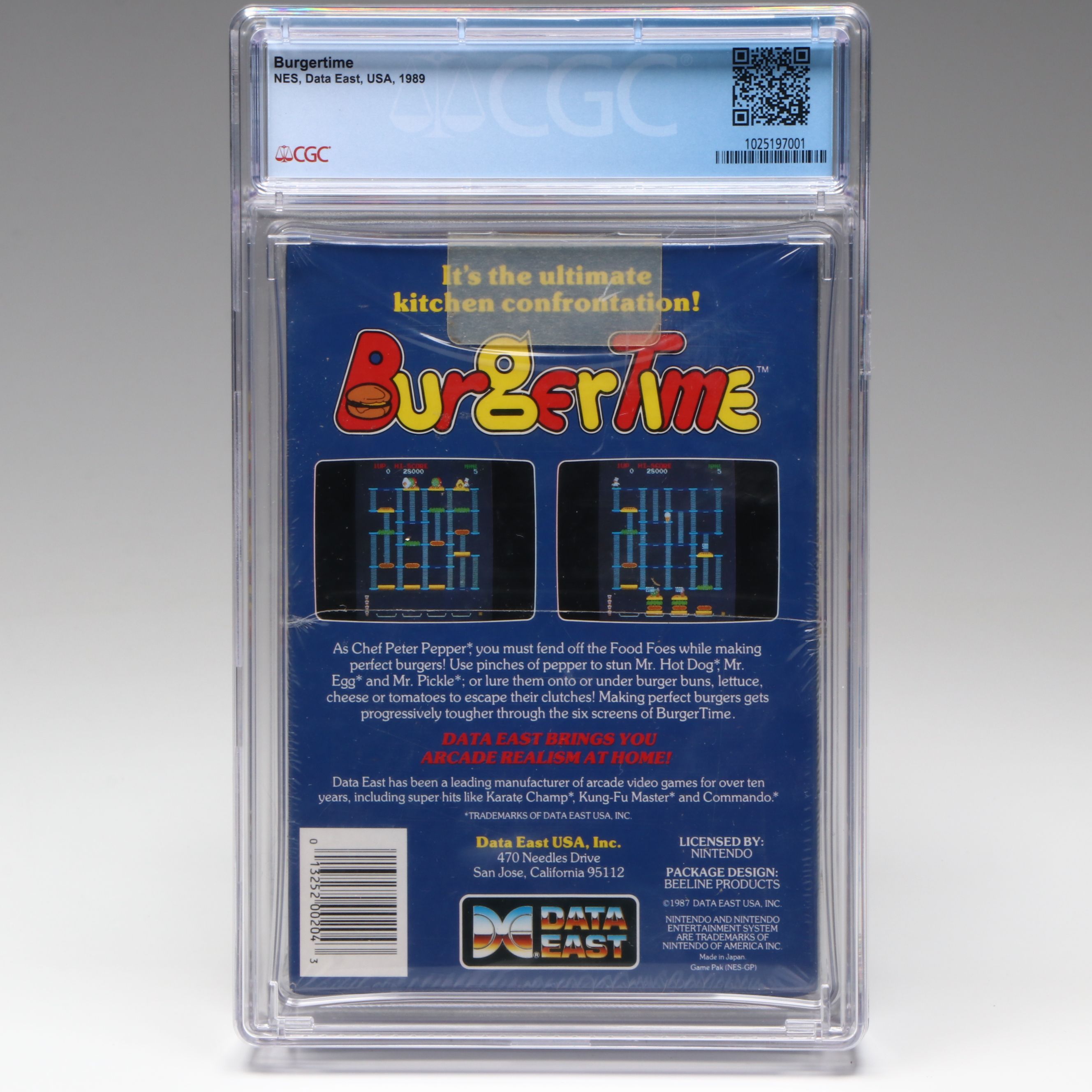1989 Nintendo NES "Burgertime" Sealed Game CGC Graded 9.6