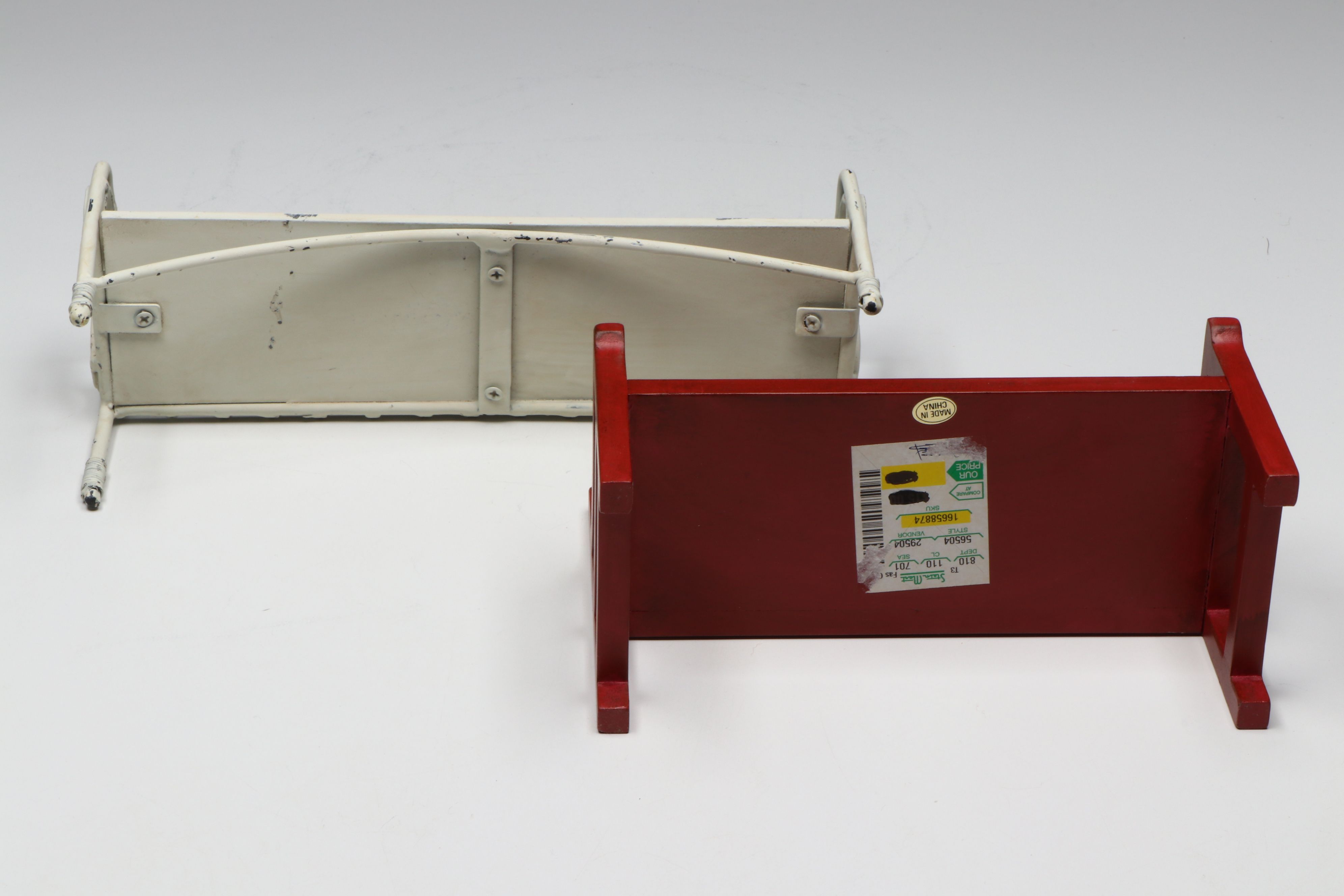 Doll-Size Wrought Metal Garden Bench with Other Bench and Cushioned Doll Chairs