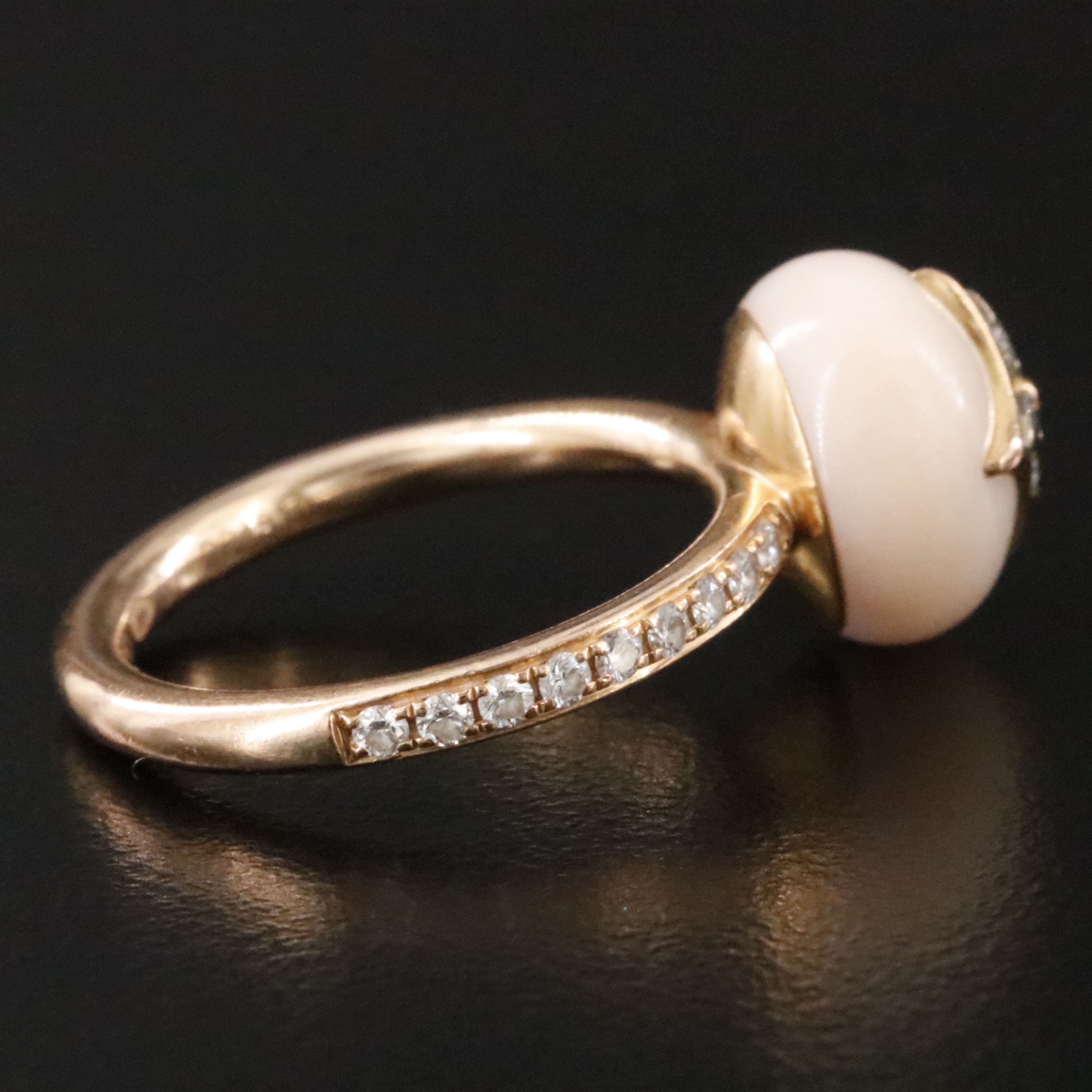 Louis Vuitton B Blossom 18K Rose Gold Pink Opal and 0.35 CTW Diamond Ring