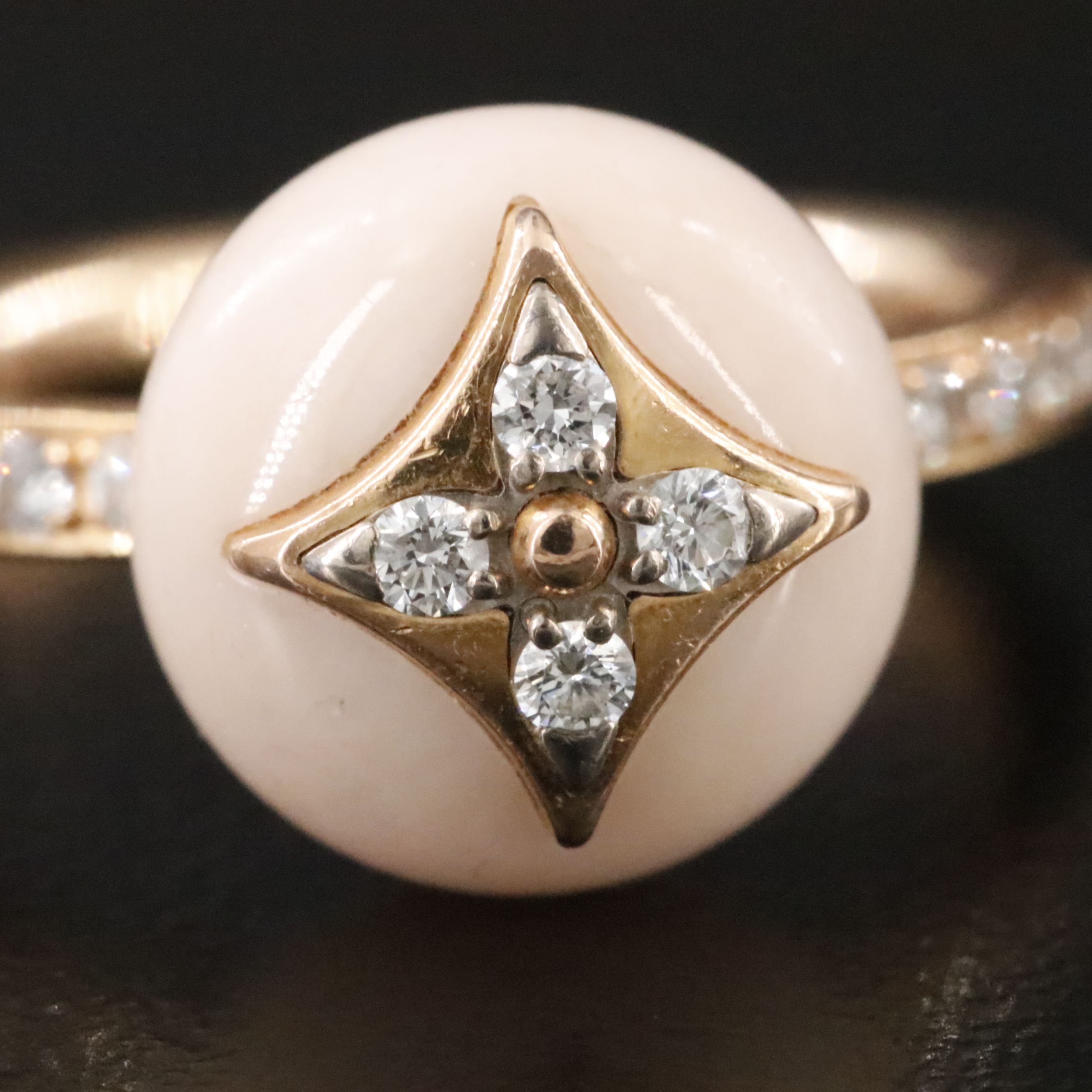 Louis Vuitton B Blossom 18K Rose Gold Pink Opal and 0.35 CTW Diamond Ring