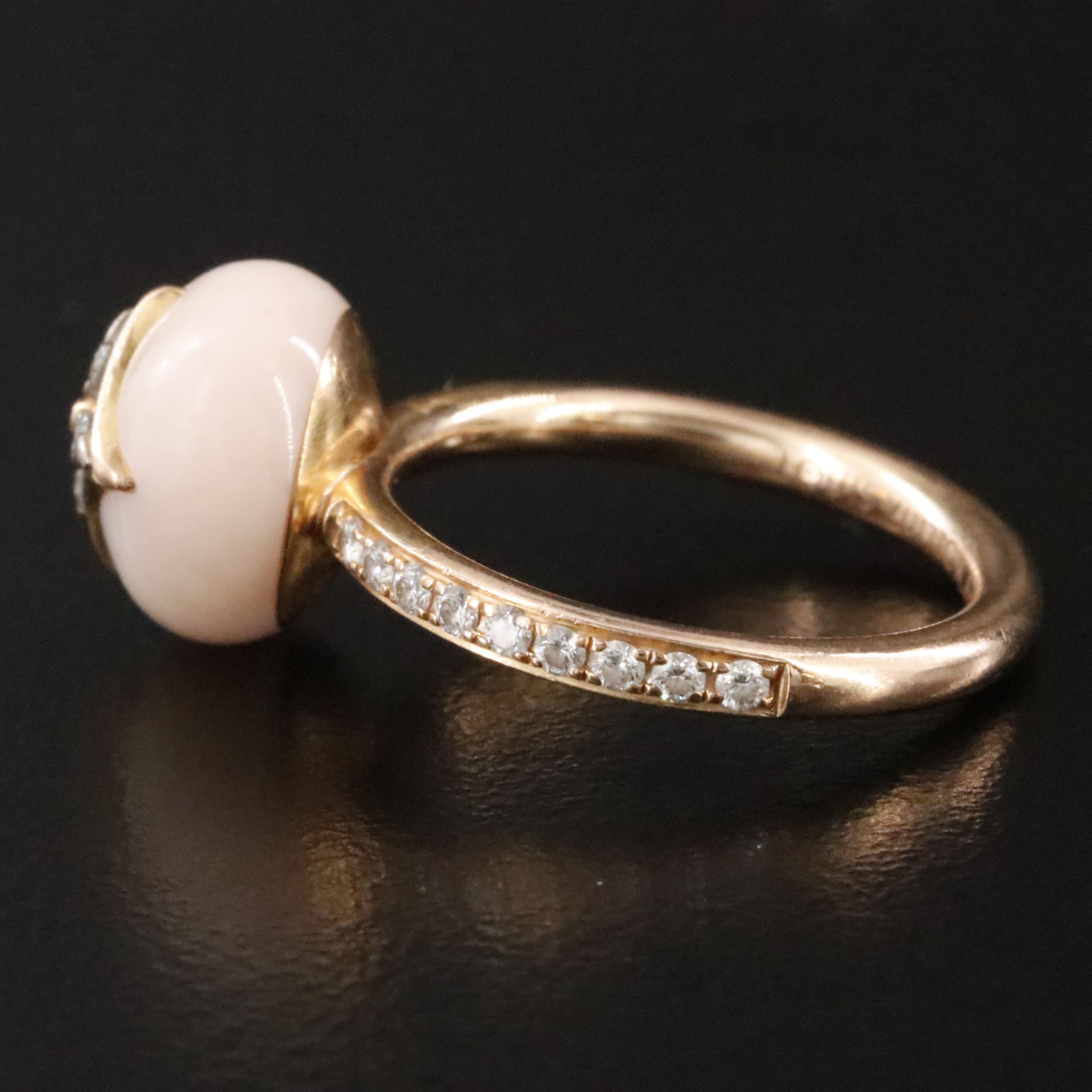 Louis Vuitton B Blossom 18K Rose Gold Pink Opal and 0.35 CTW Diamond Ring