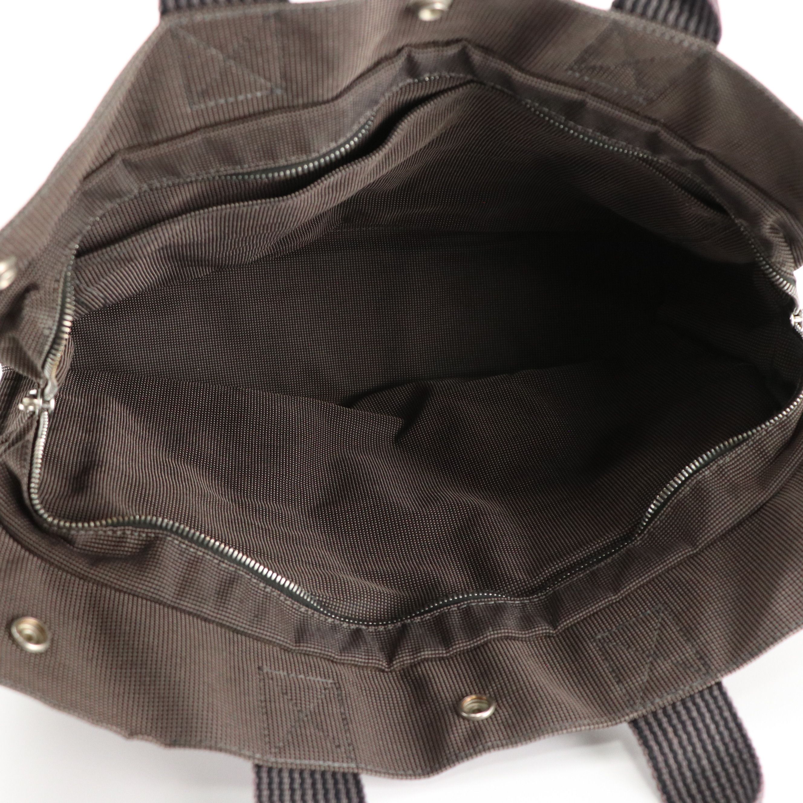 Hermès Toile Canvas Herline MM Tote in Grey/Black