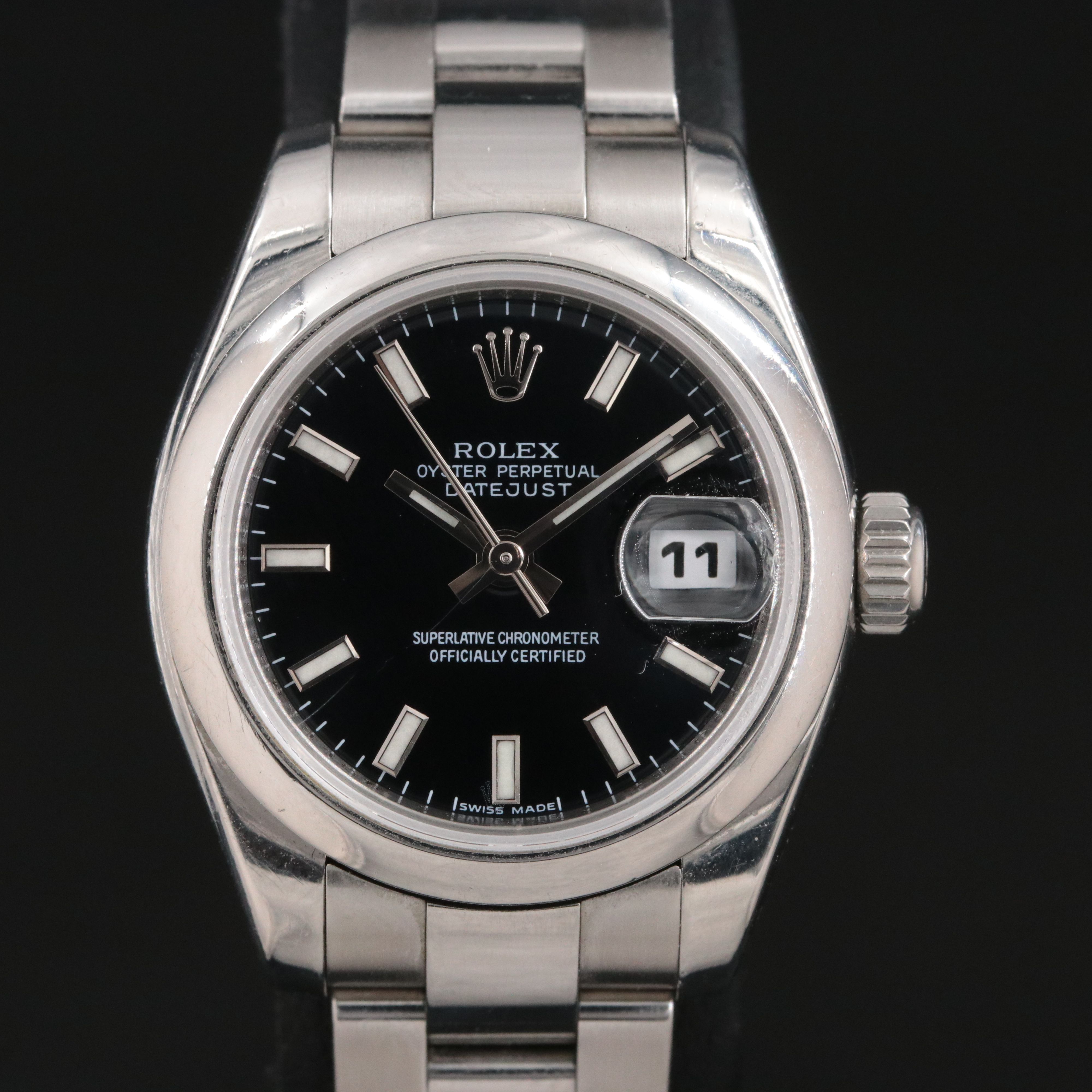 2006 Rolex Oyster Perpetual Lady Datejust Black Dial Watch 179160