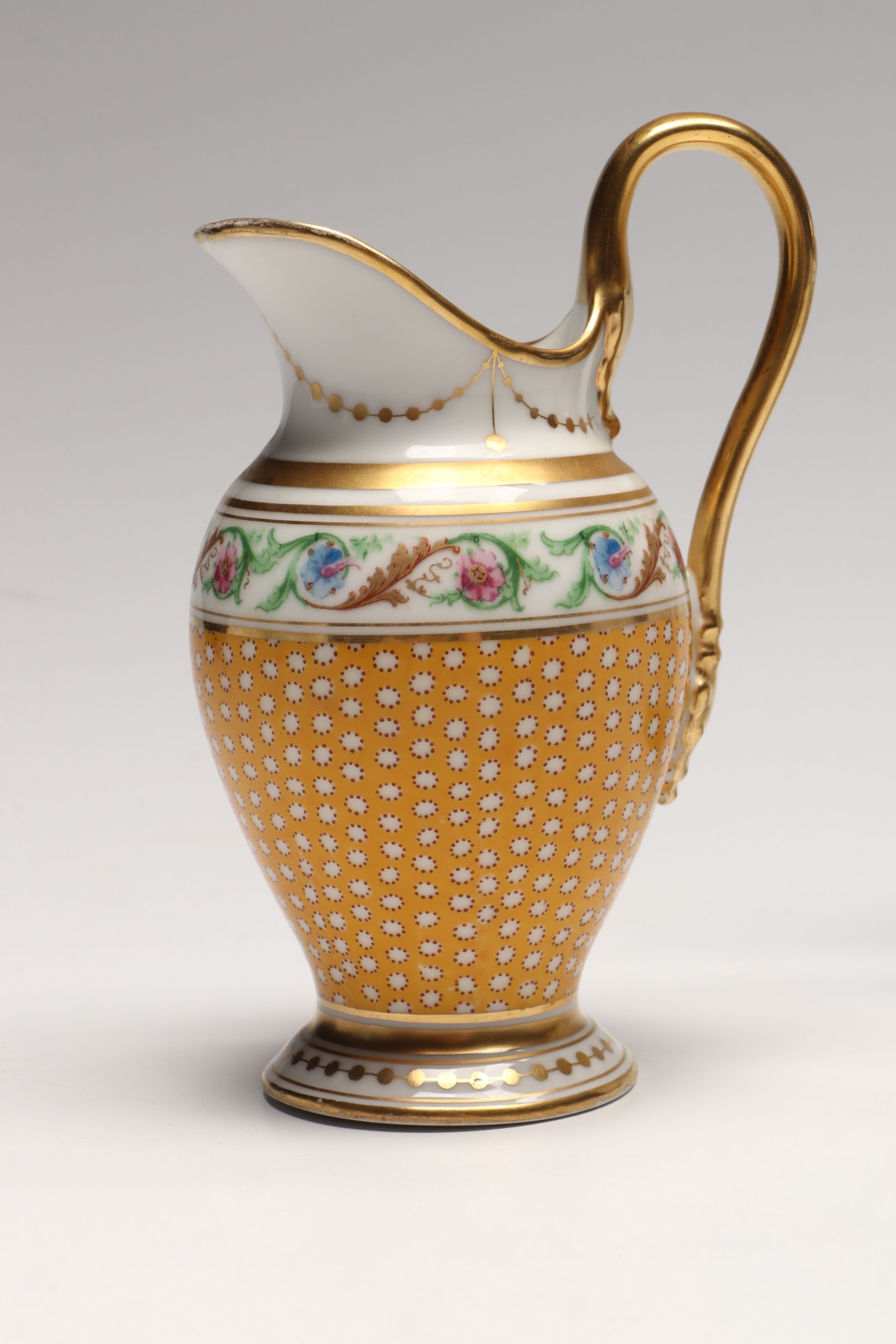 Ginori Gold Gilt Floral Porcelain Teapots with Creamer and Sugar