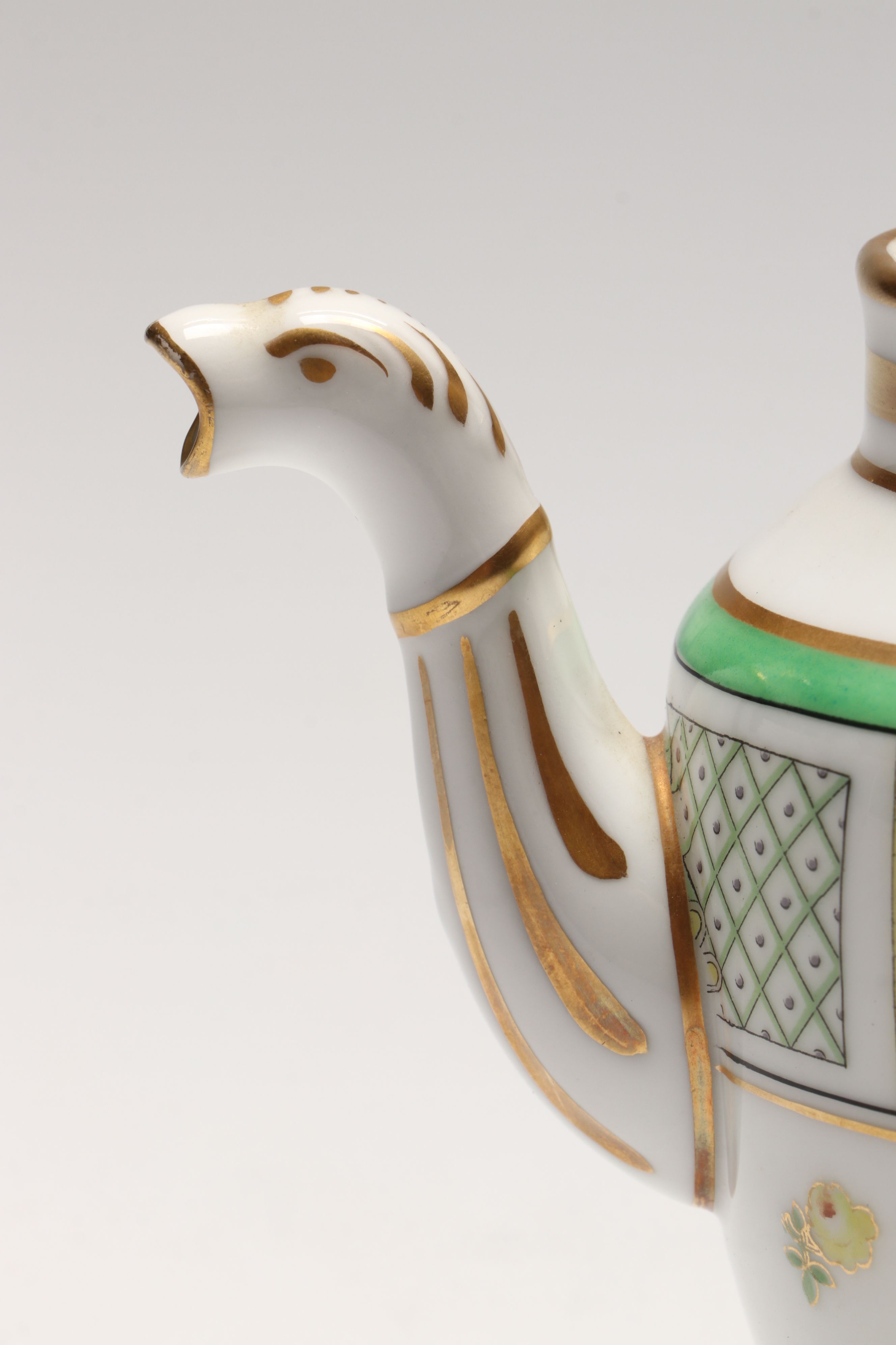 Ginori Gold Gilt Floral Porcelain Teapots with Creamer and Sugar