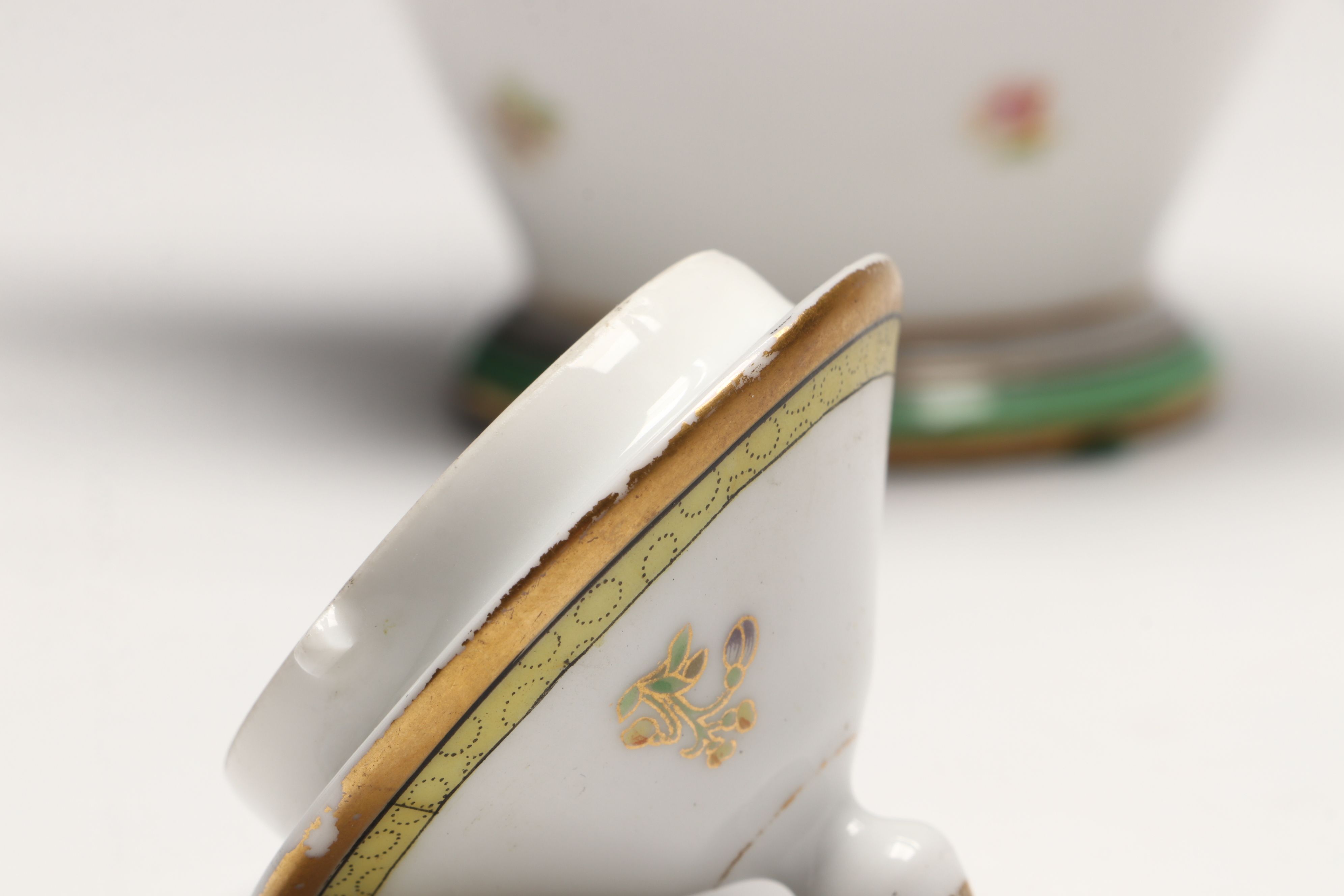 Ginori Gold Gilt Floral Porcelain Teapots with Creamer and Sugar