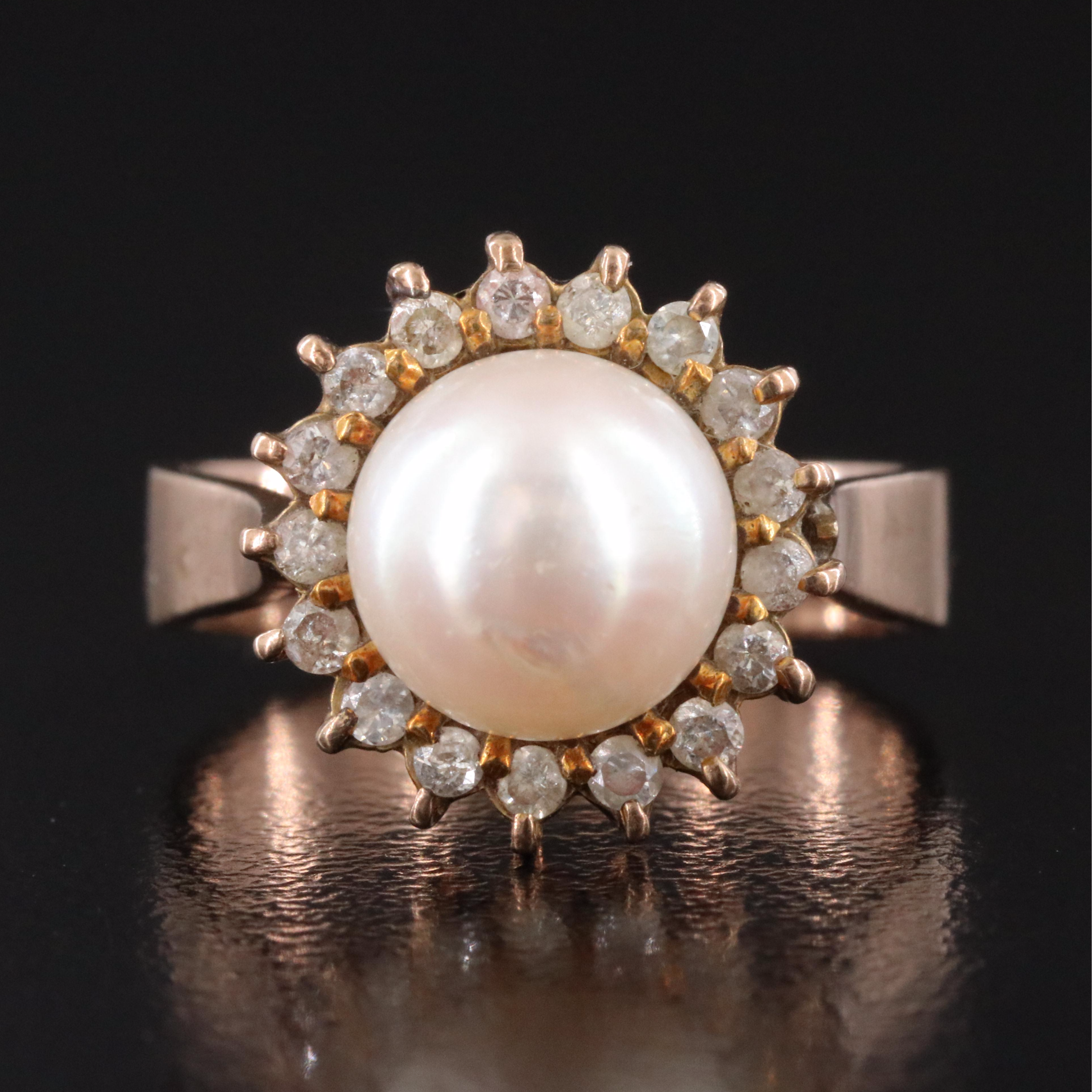 10K Pearl and Diamond Ring