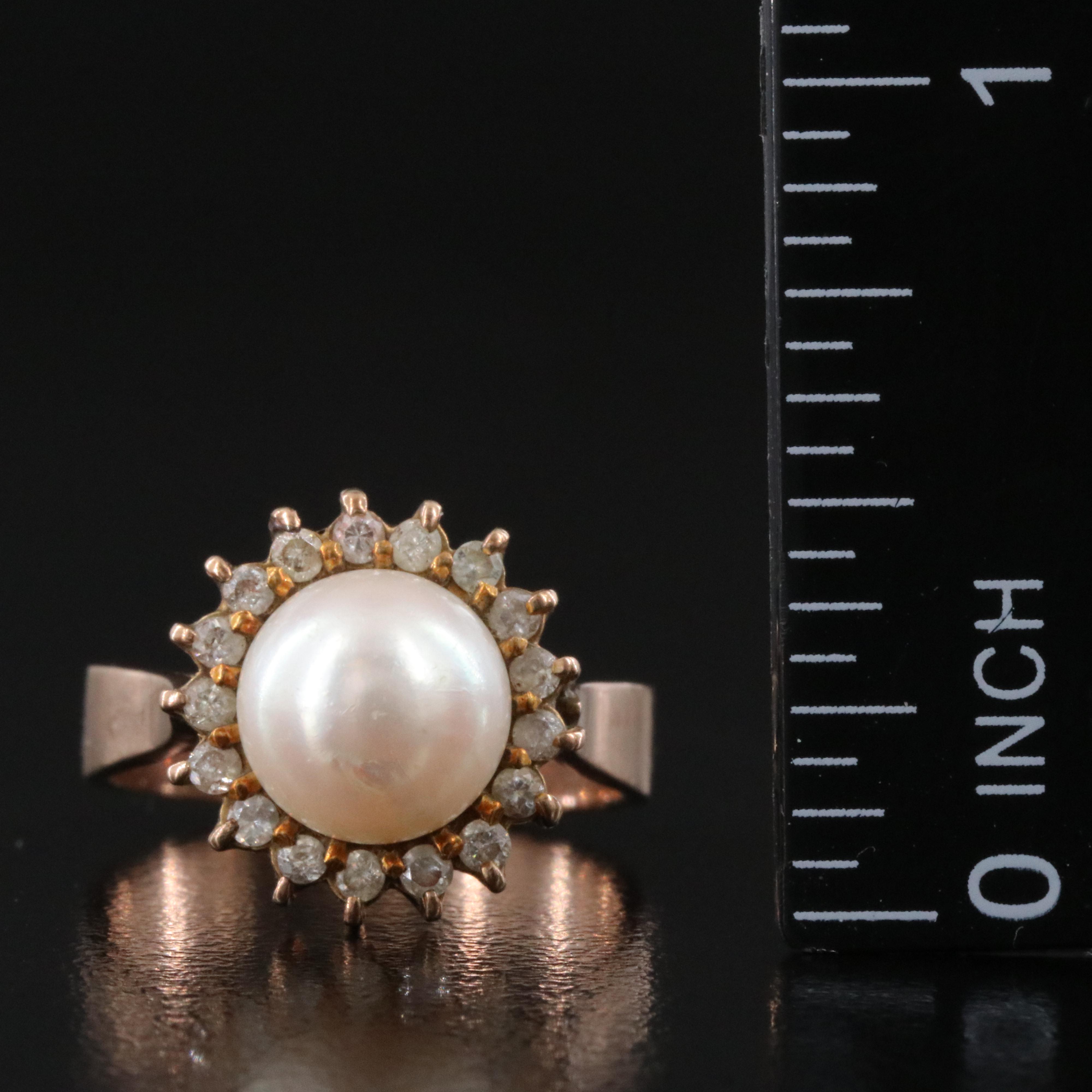 10K Pearl and Diamond Ring